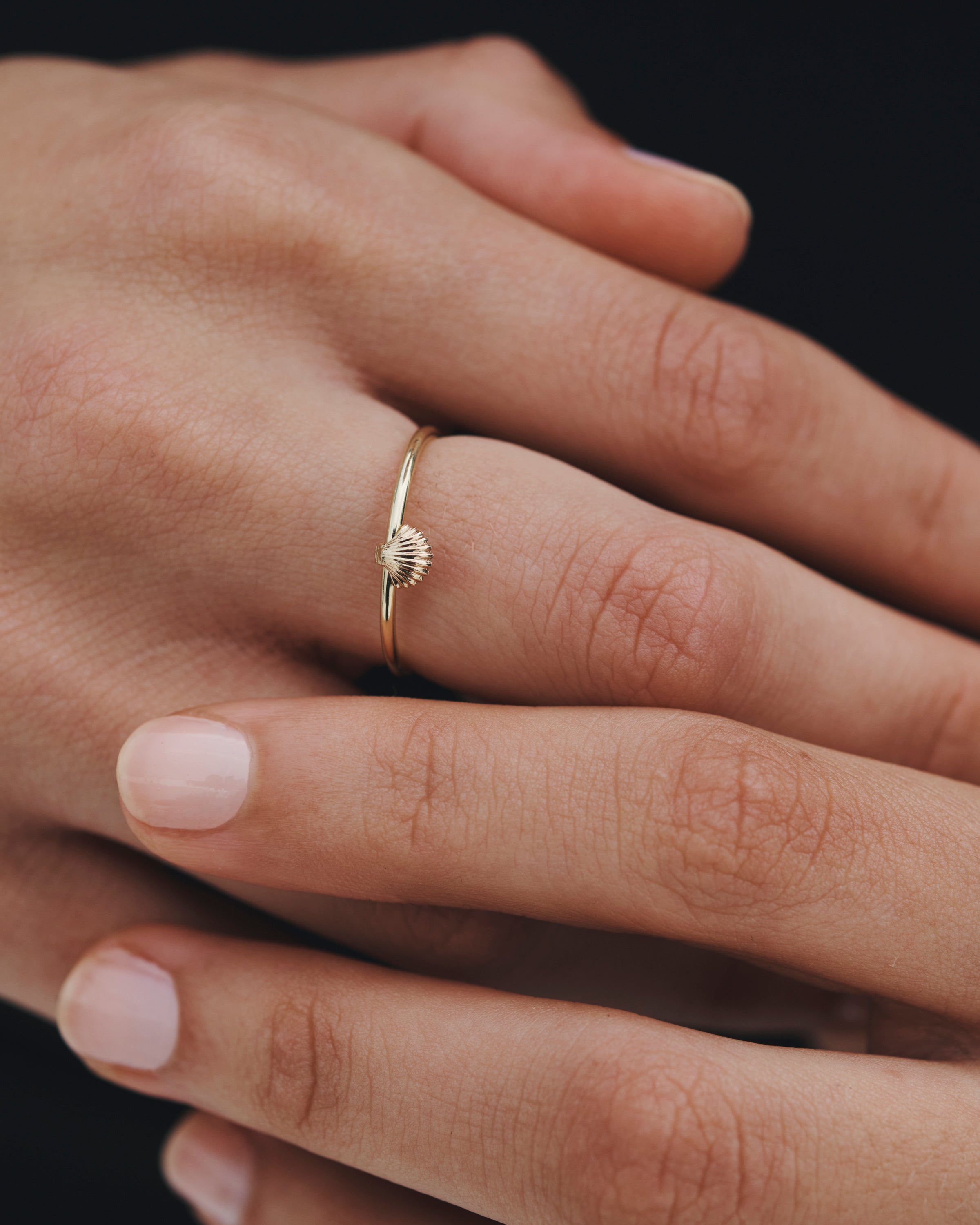 hand with gold ring on middle finger