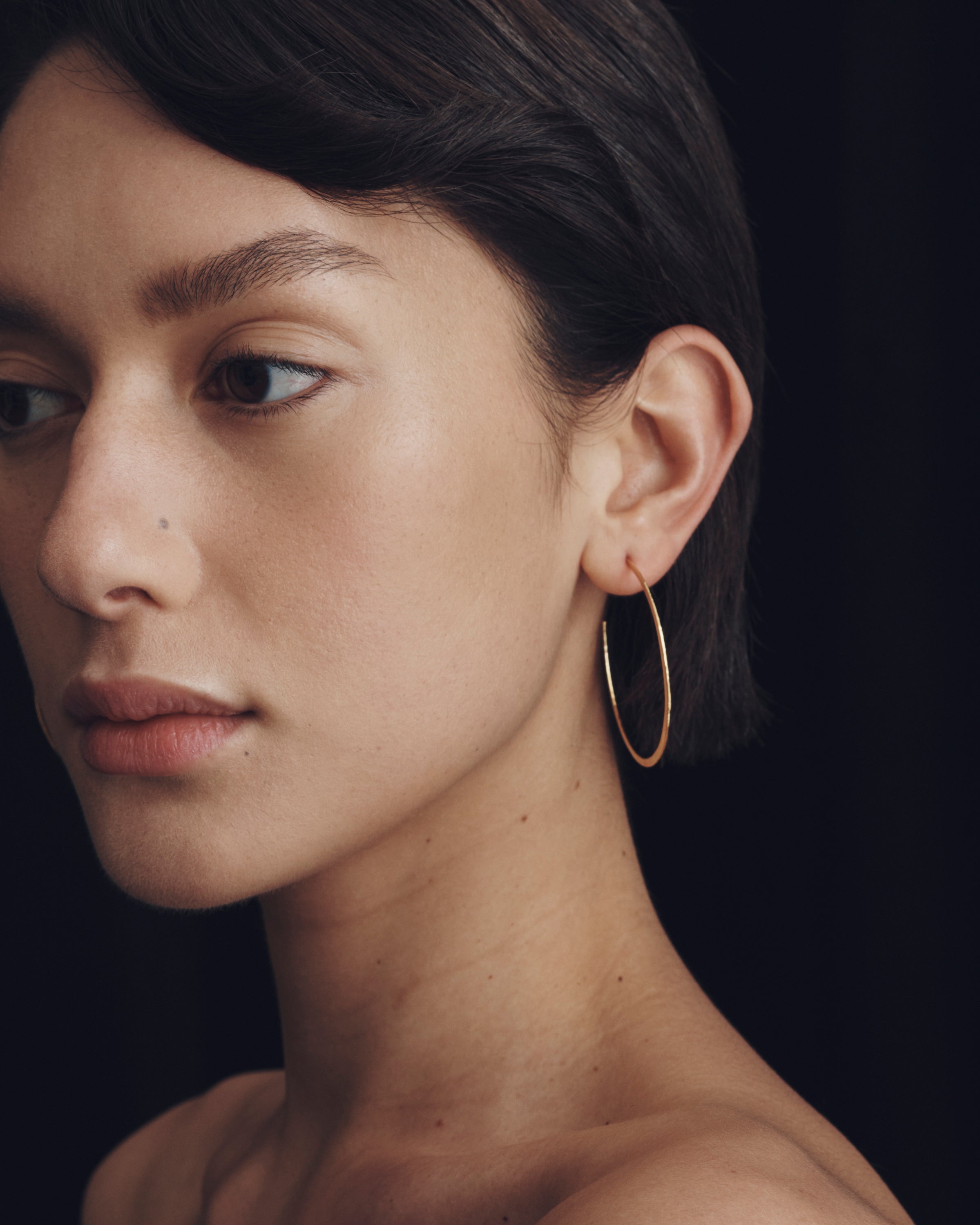 Simple Hoop Earrings Hammered Gold Vermeil