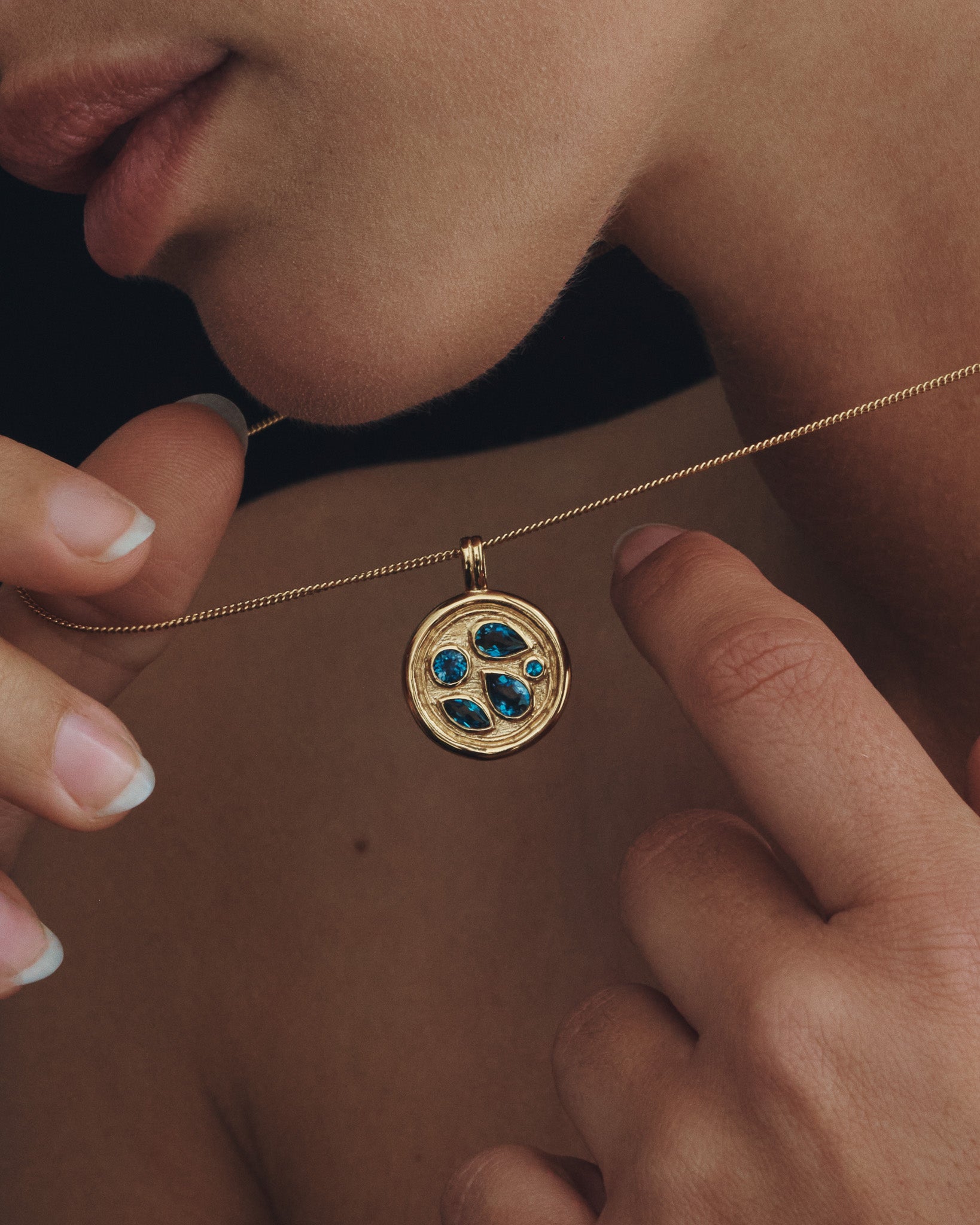 Teal Necklace Gold Vermeil