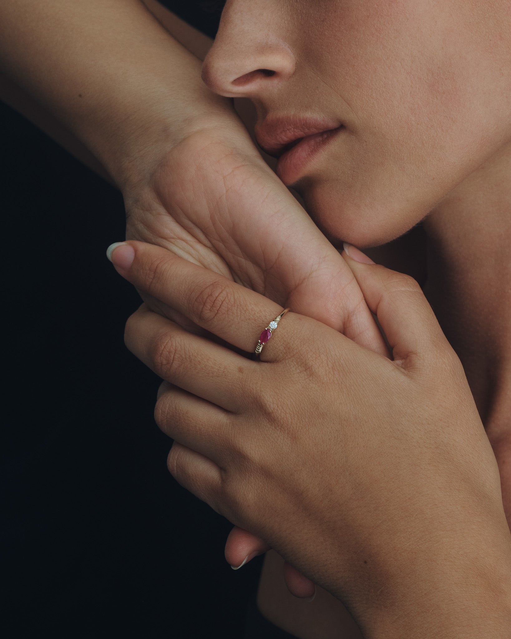 Jasmine Ring Ruby Diamond Solid Gold