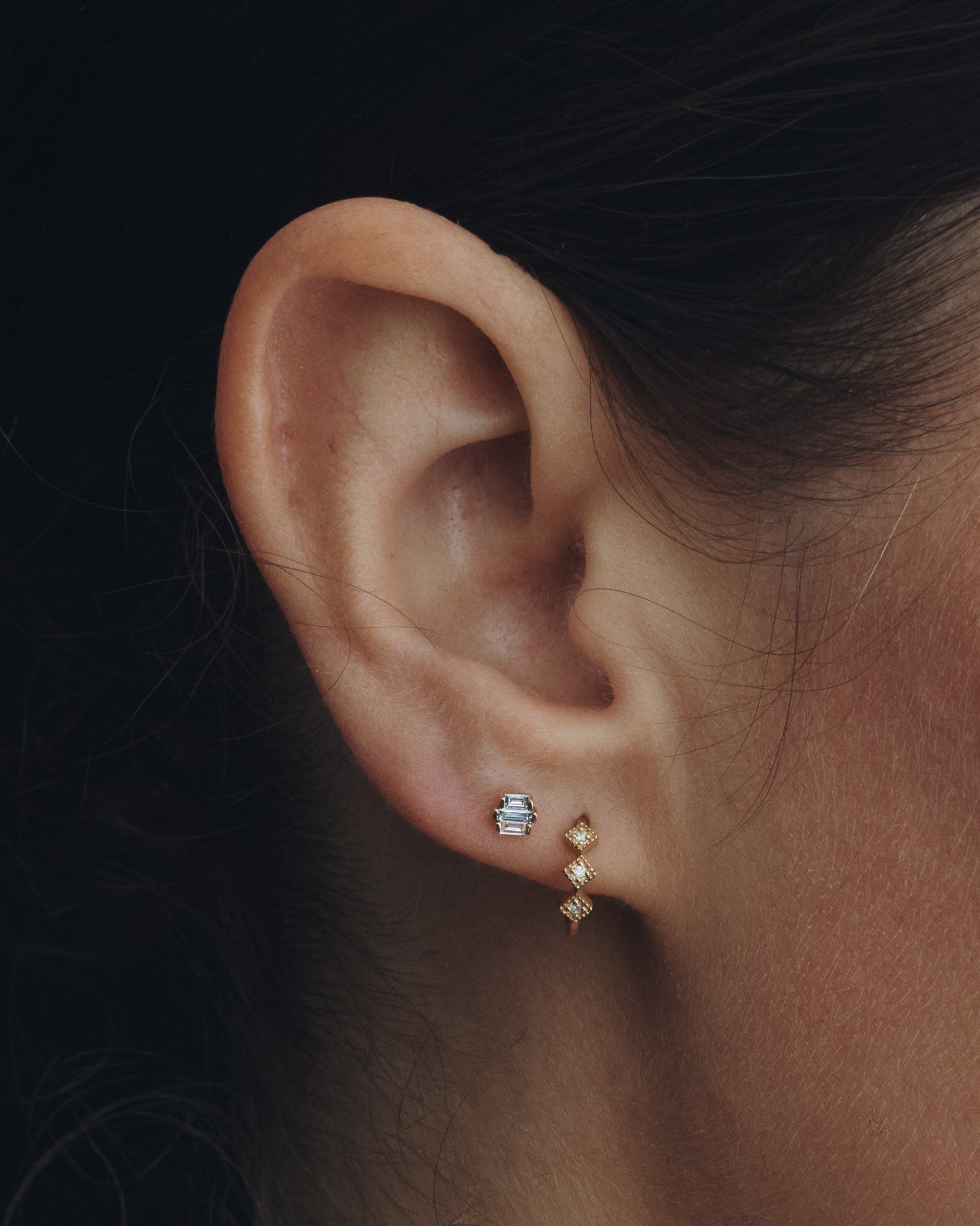 Trine Single Stud Diamond Solid Gold