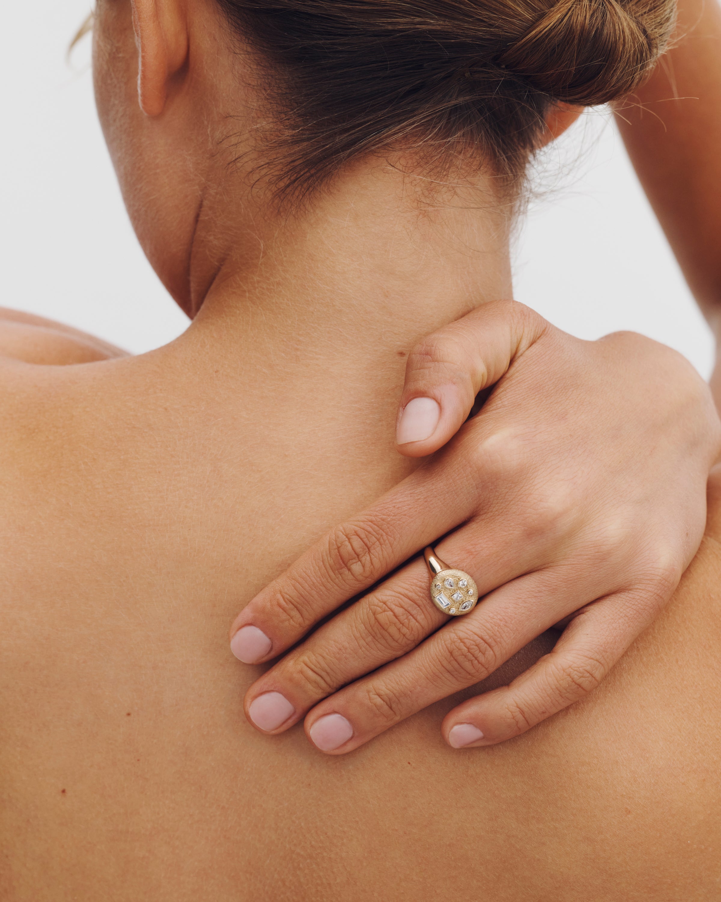 Mosaic Ring Cluster Diamond Solid Gold