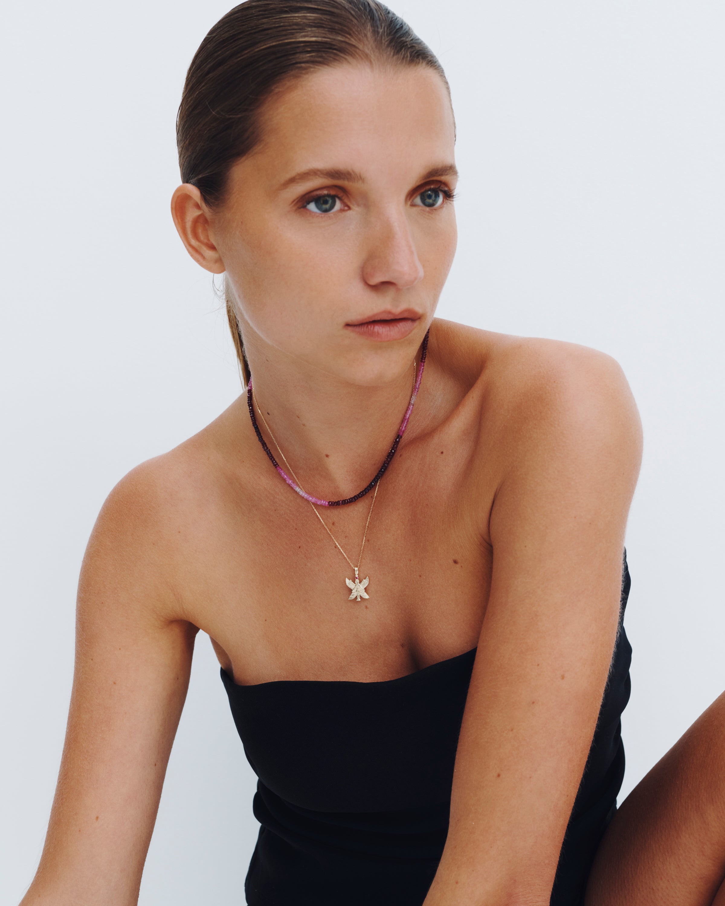 Ombre Necklace Ruby Solid Gold