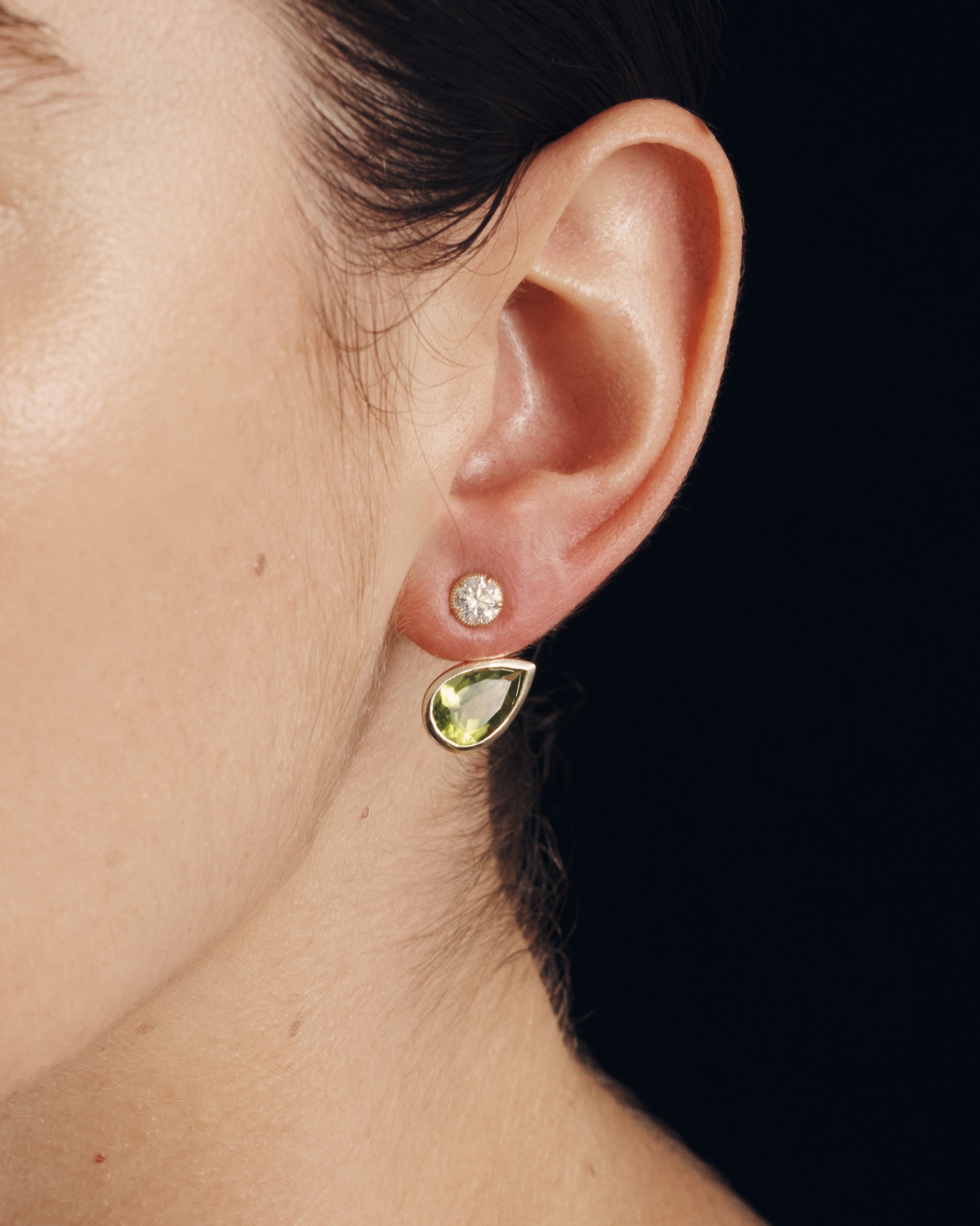 Orbit Peridot Ear Jacket Solid Gold
