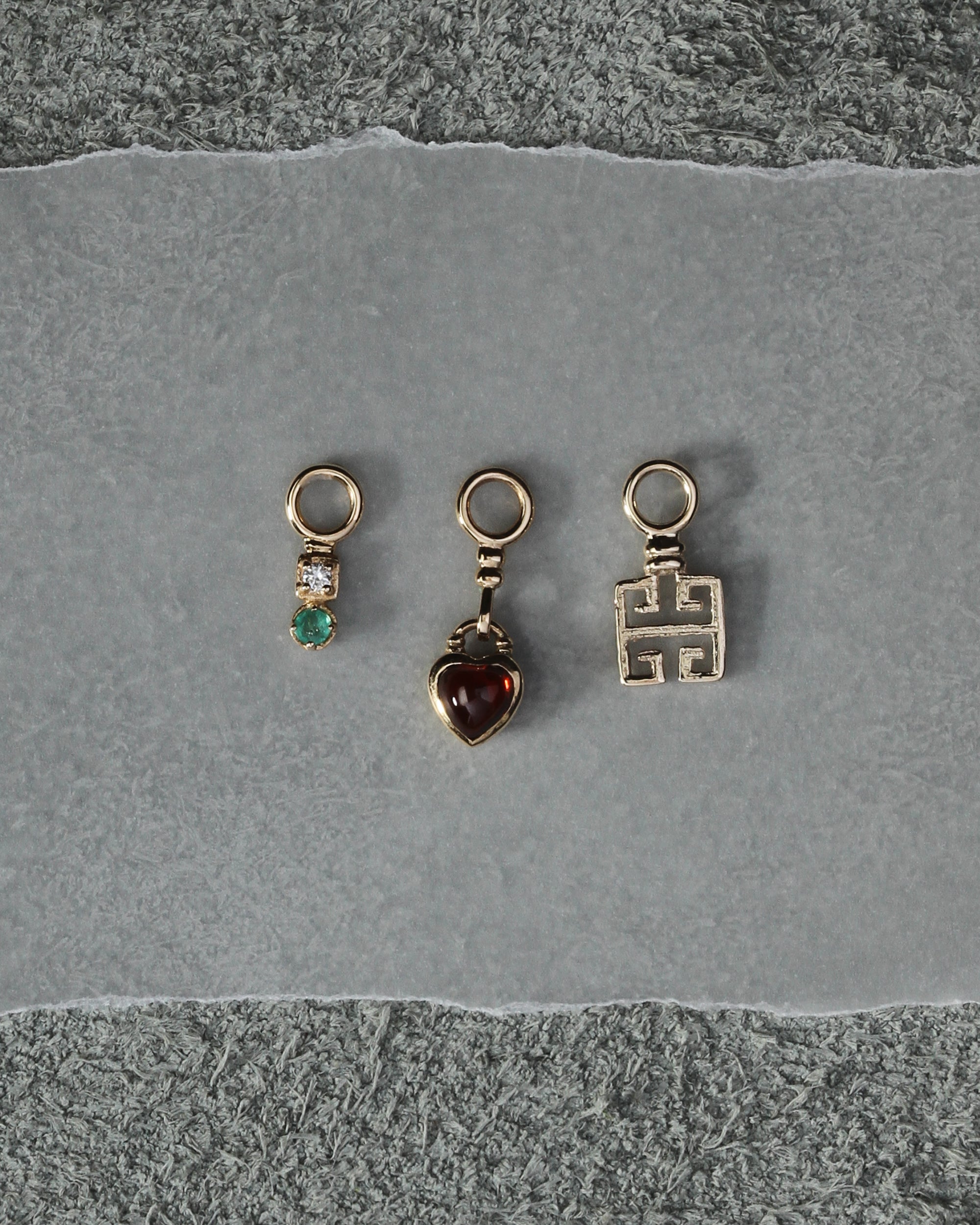 Double Greek Key Ear Charm Solid Gold