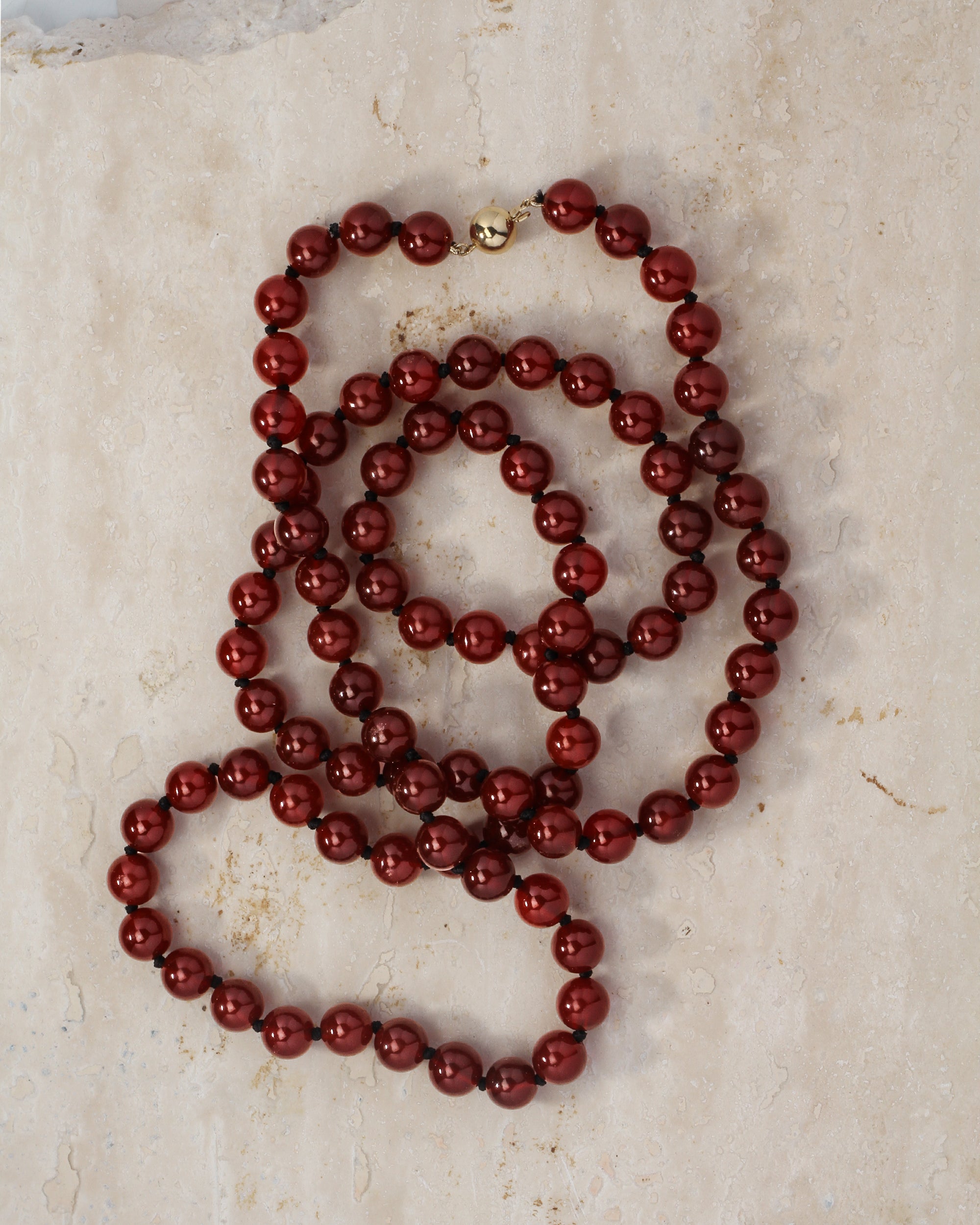 Aris Carnelian Beaded Necklace Solid Gold