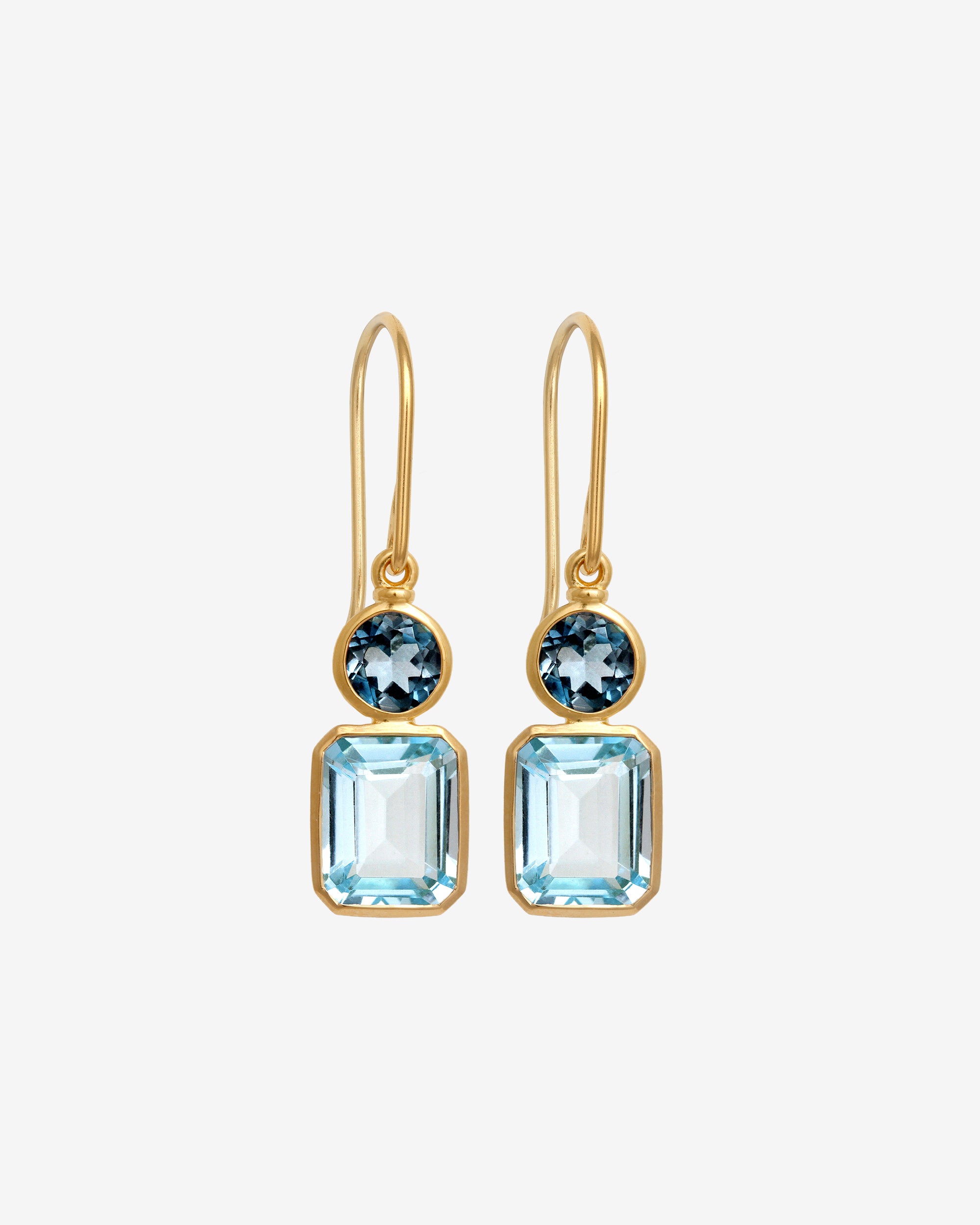 Aqua Earrings Gold Vermeil set with topaz