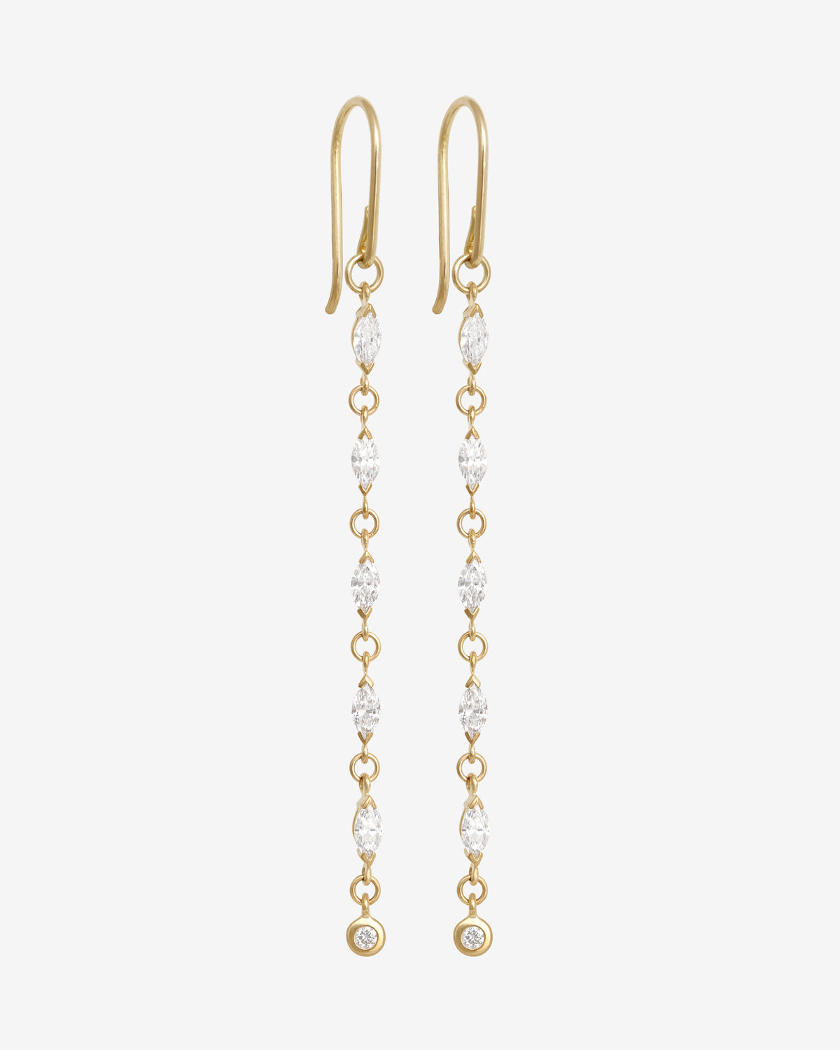 Aria Diamond Earrings Solid Gold set with five marquise diamonds