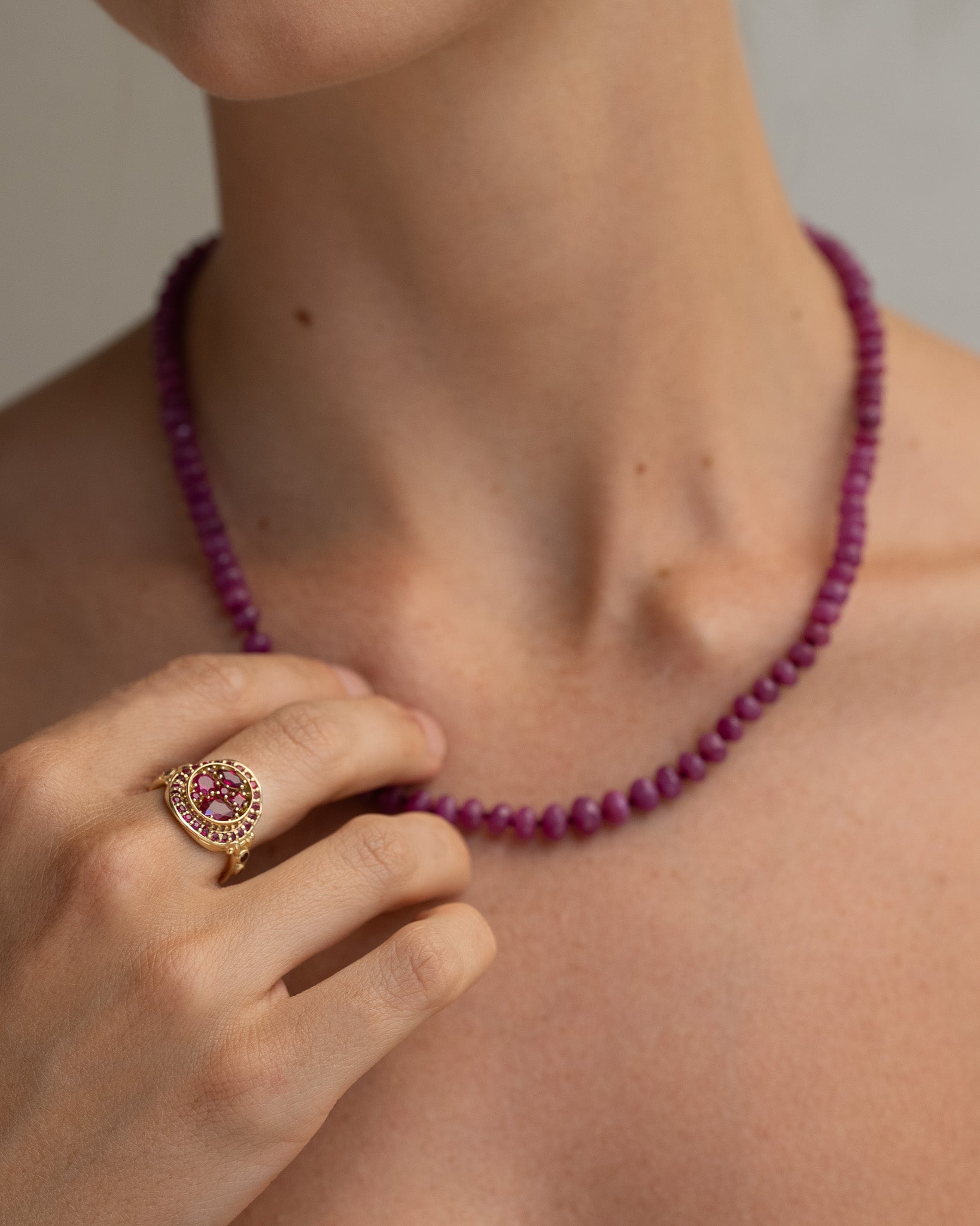 Asteria Halo Ruby Ring Solid Gold