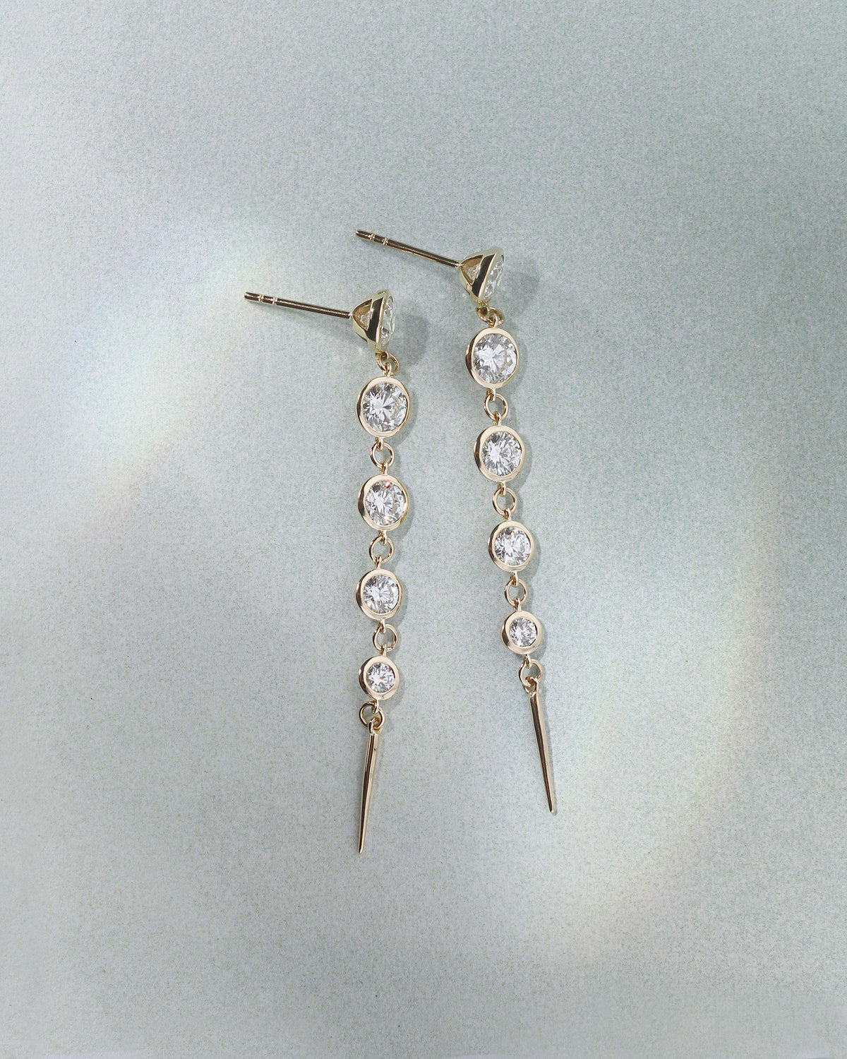 Aten Diamond Earrings Solid Gold, flatlay