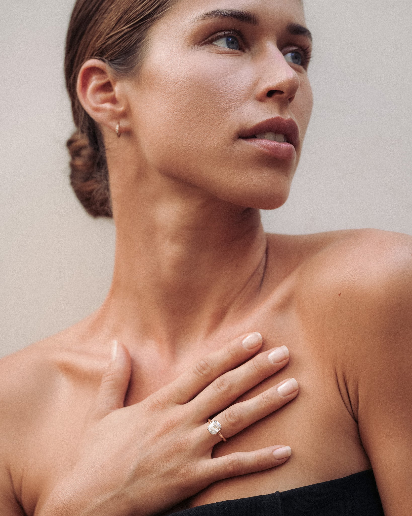 Azalea Ring Cushion Cut Diamond Solid Gold