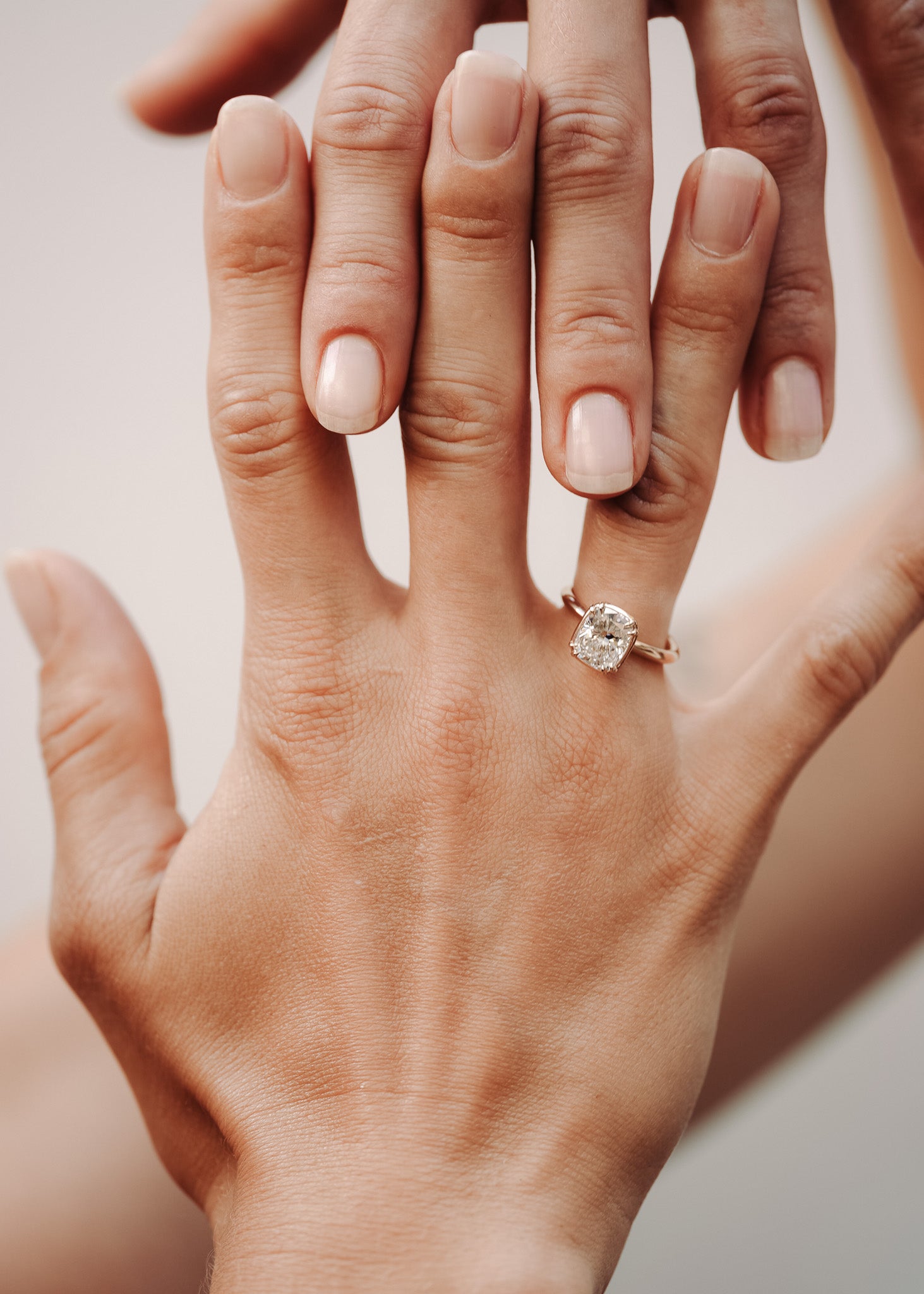 Azalea Ring Cushion Cut Diamond Solid Gold