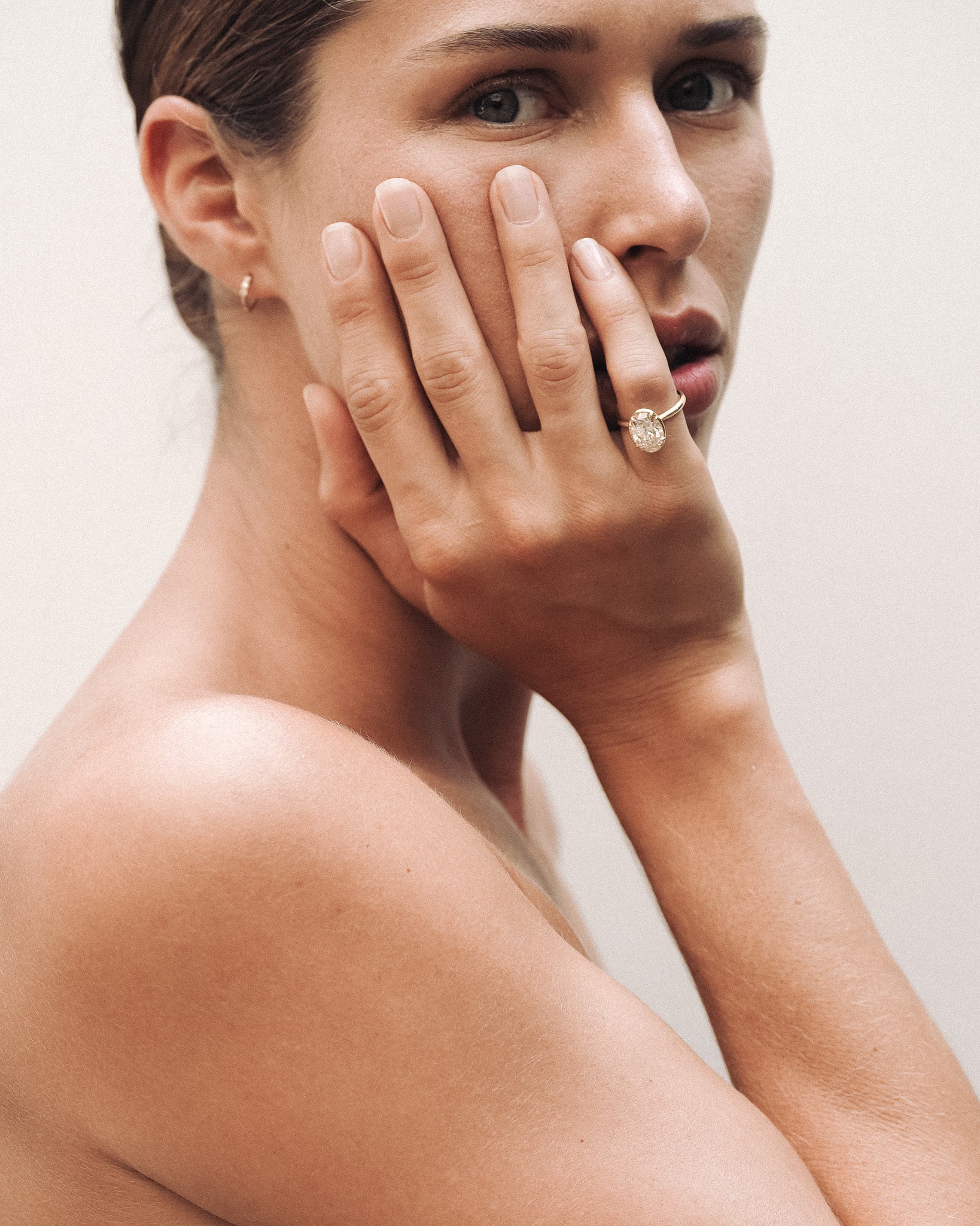 Azalea Ring 3ct Oval Cut White Diamond Solid Gold