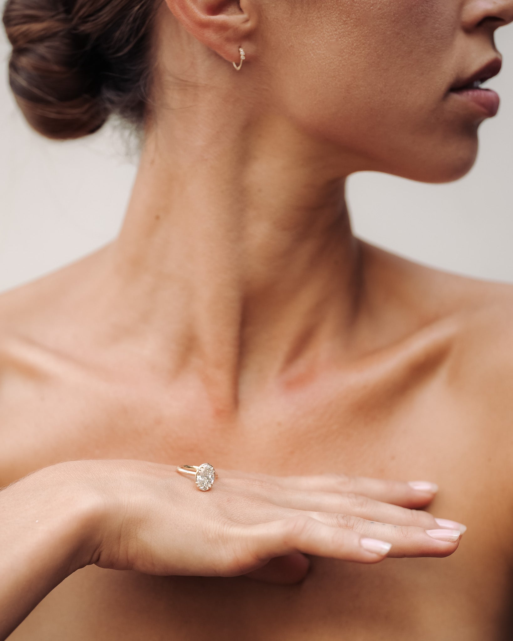 Azalea Ring 3ct Oval Cut White Diamond Solid Gold