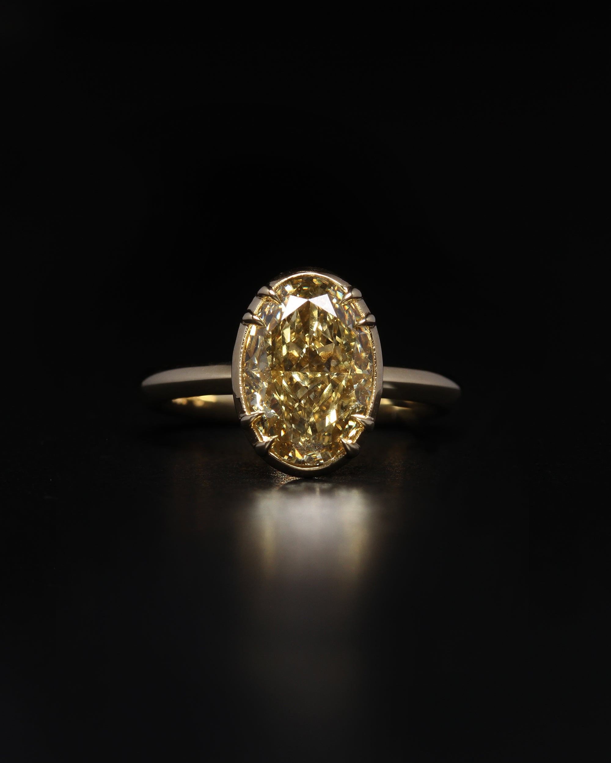 Azalea Ring 3ct Oval Cut Champagne Diamond Solid Gold