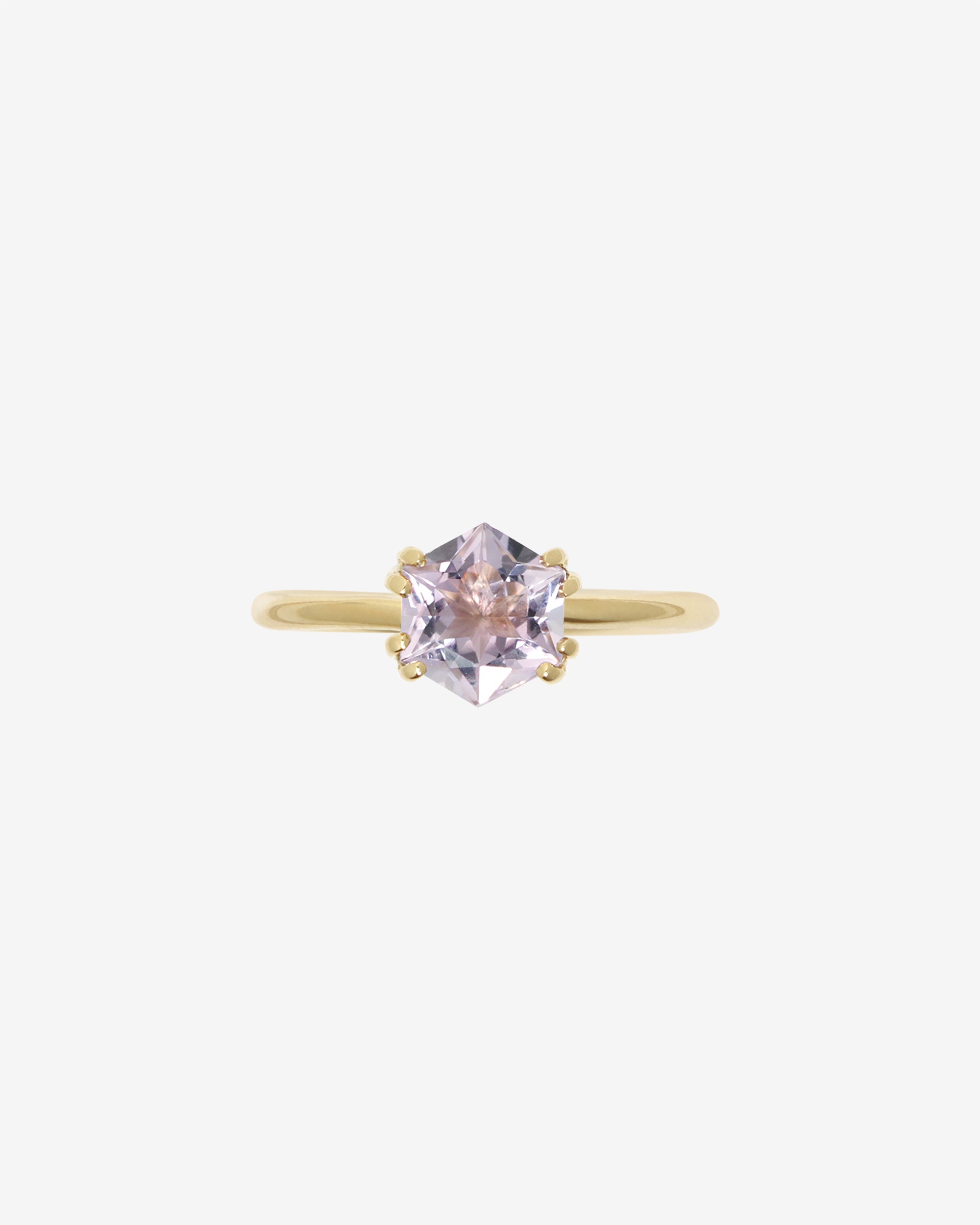 Allium Ring Hexagon Amethyst Solid Gold