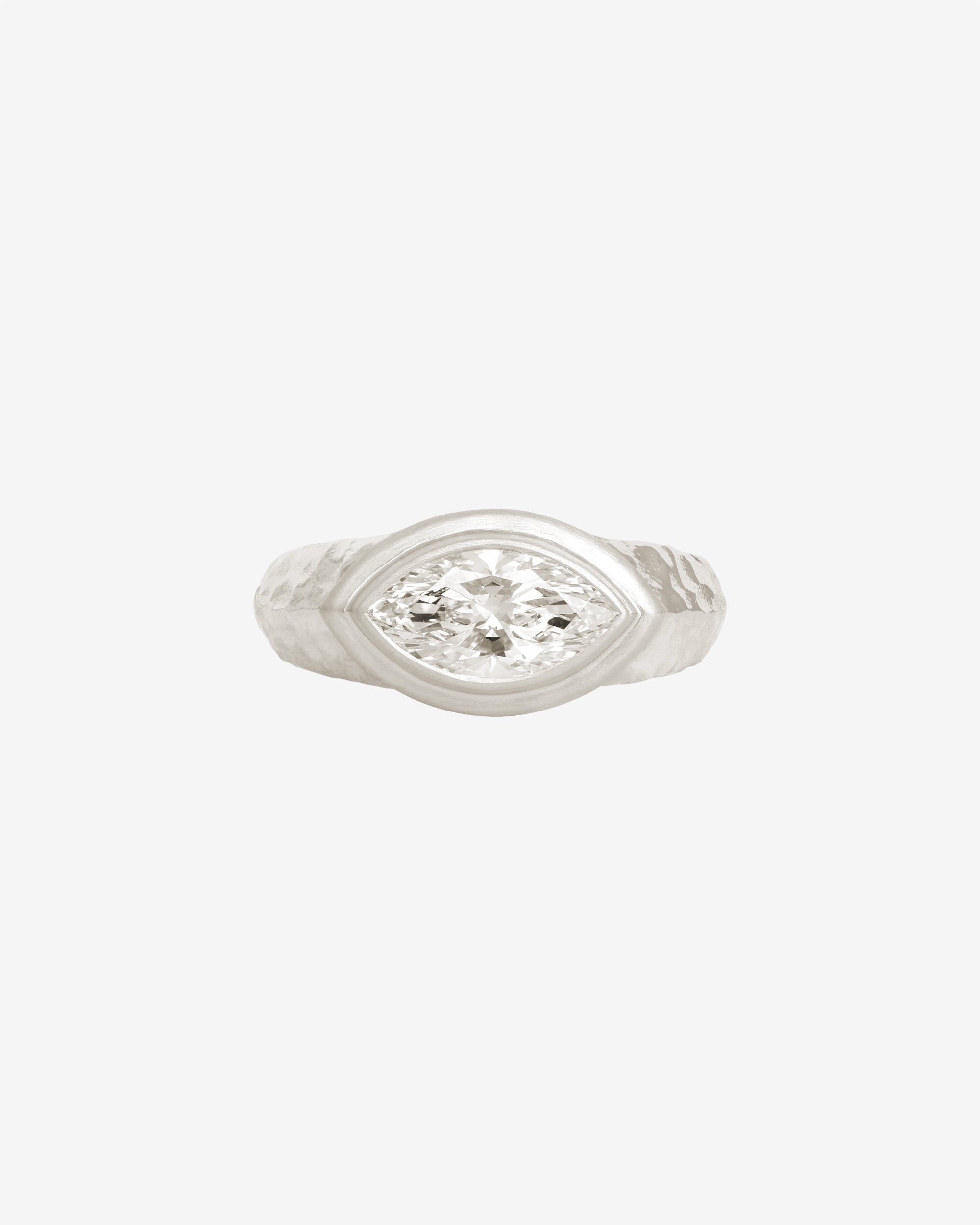 Marquis Diamond Ring Hammered Platinum