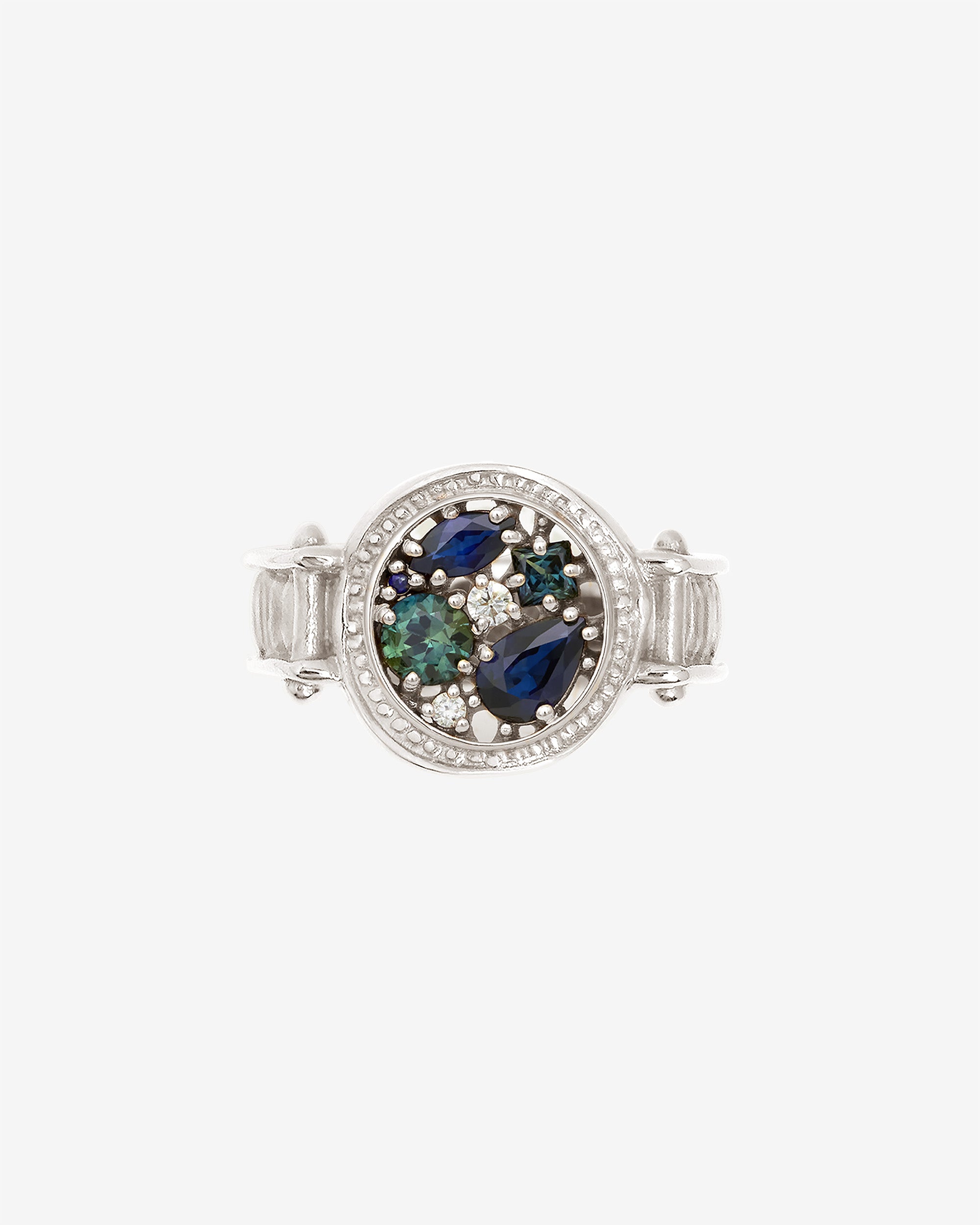 Asteria Ring Blue Sapphire & Diamond White Gold