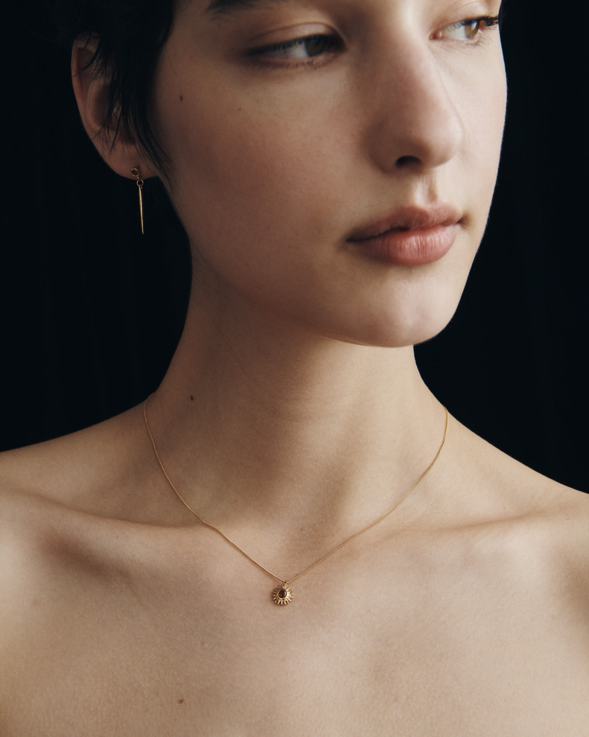 Blaze Coin Necklace Gold Vermeil, worn
