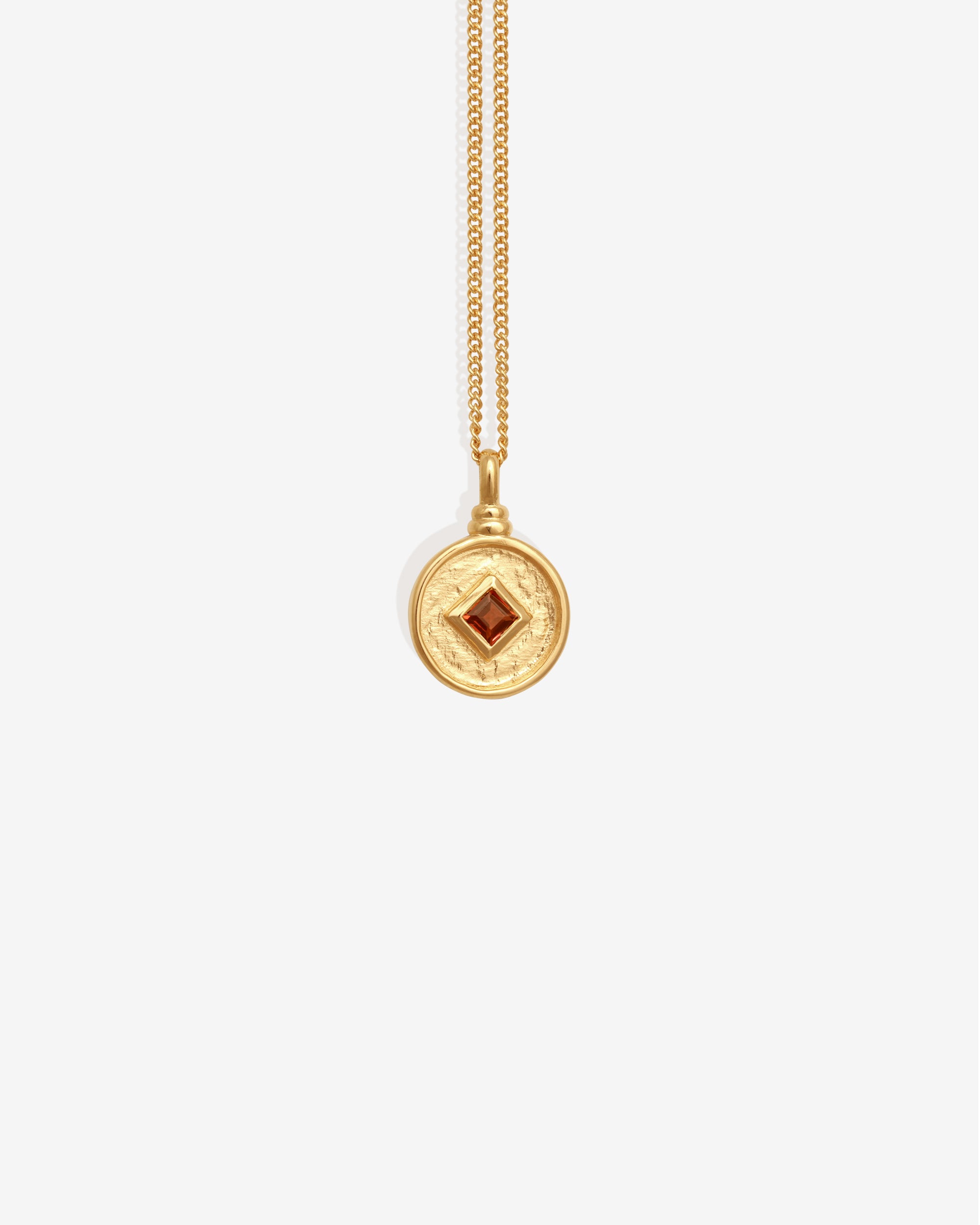 Blaze Coin Necklace Gold Vermeil set with garnet
