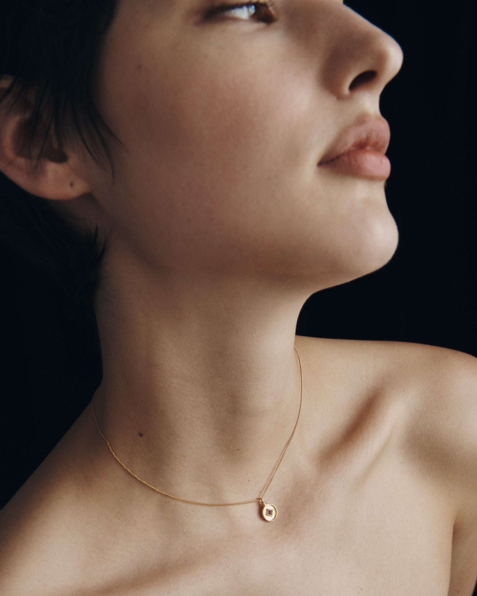 Blaze Coin Necklace Gold Vermeil, worn