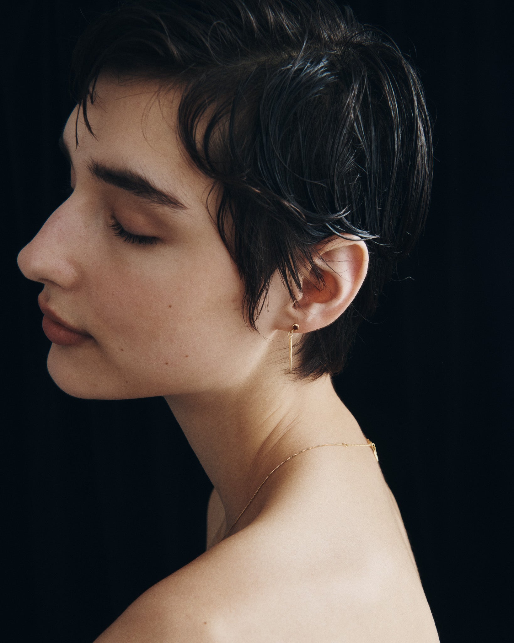 Cinder Earrings Gold Vermeil, worn