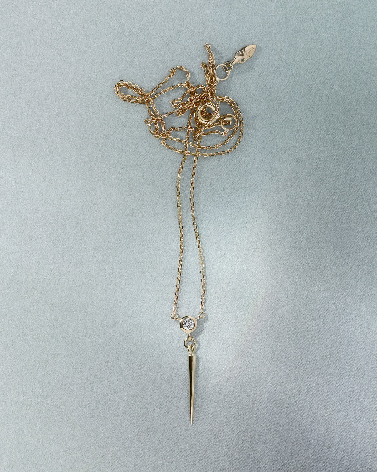 Comet Diamond Necklace Solid Gold, flatlay
