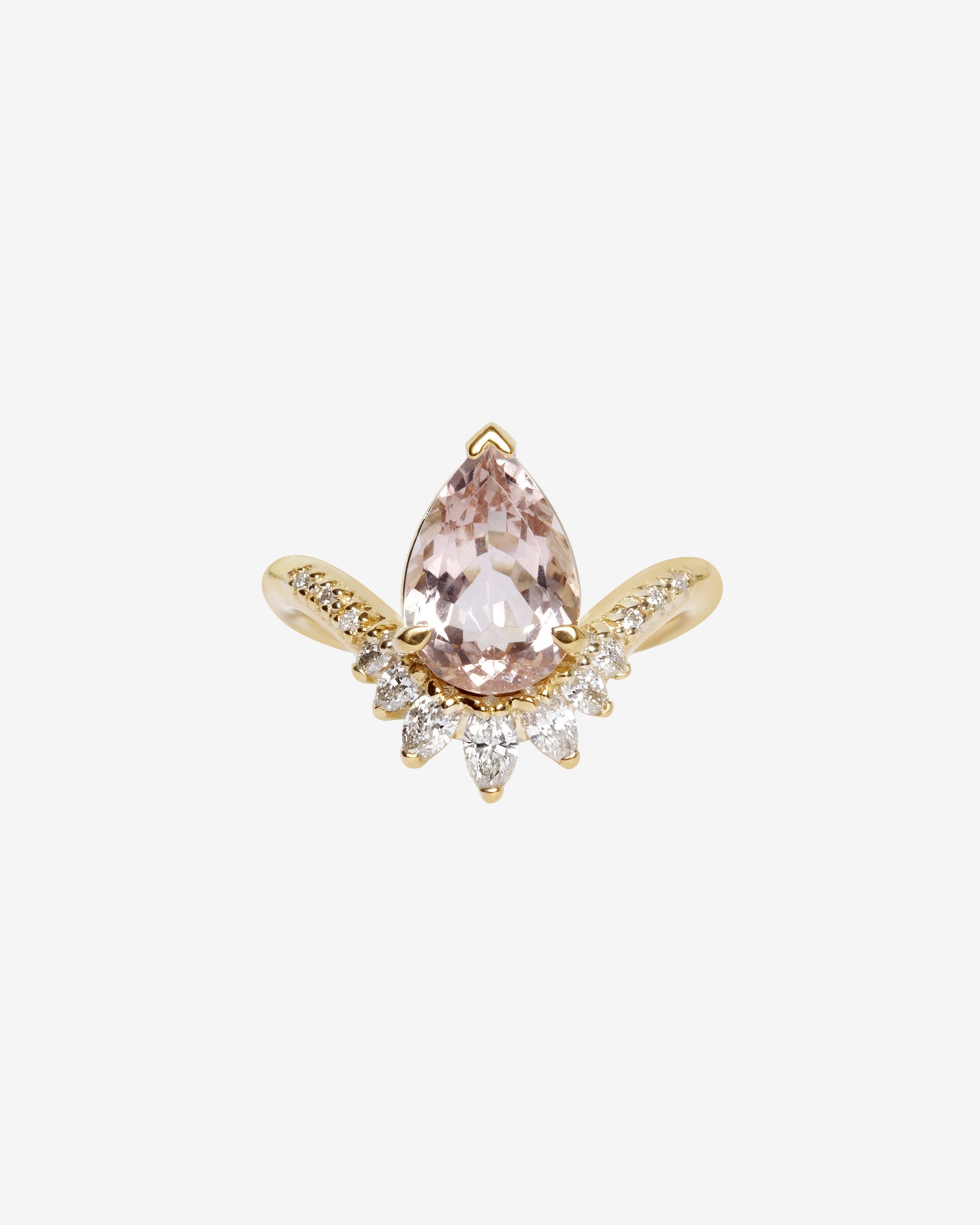 Custom Pear Morganite & Diamond Ring Solid Gold