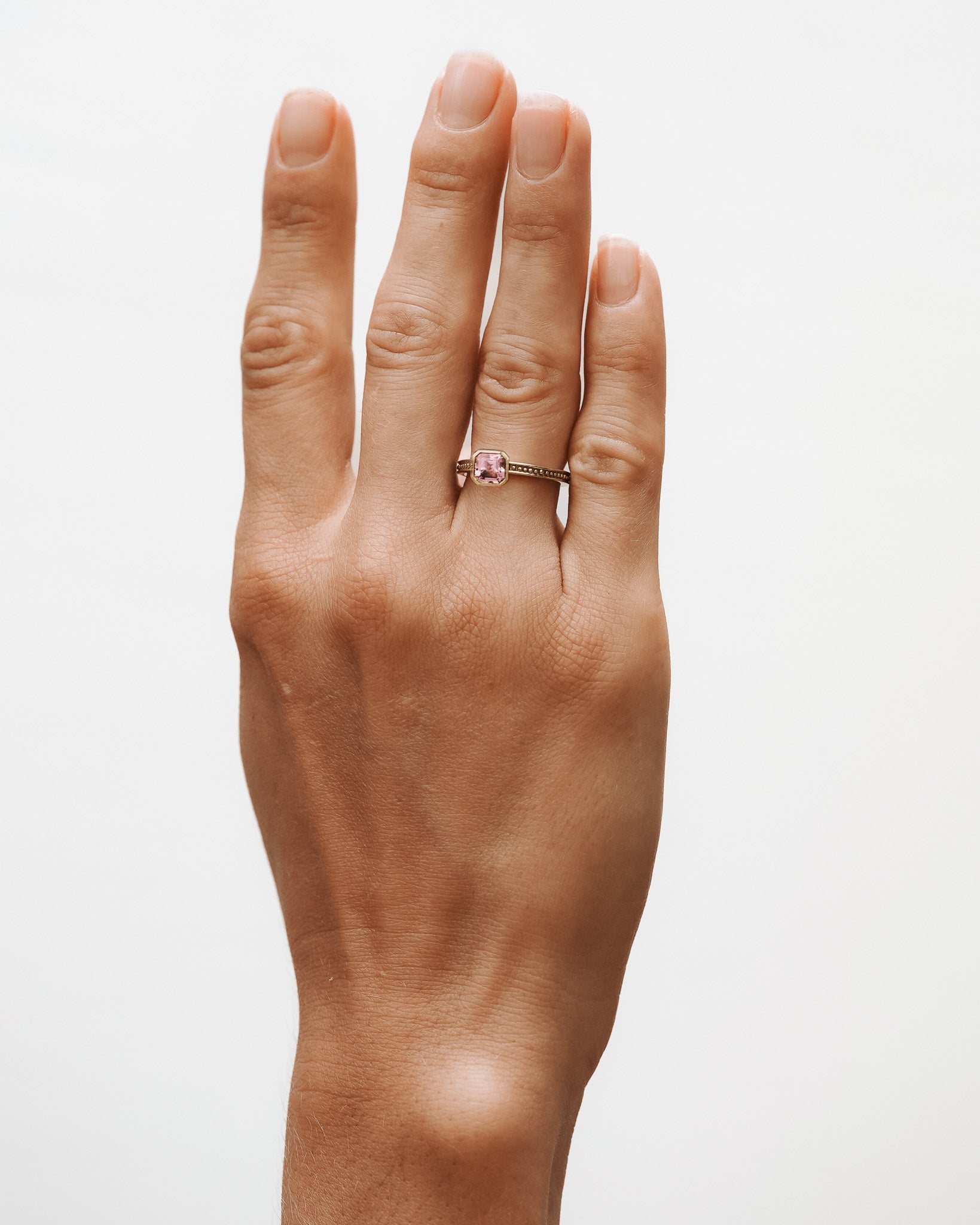 Mila Square Ring 0.79ct Pink Tourmaline Solid Gold