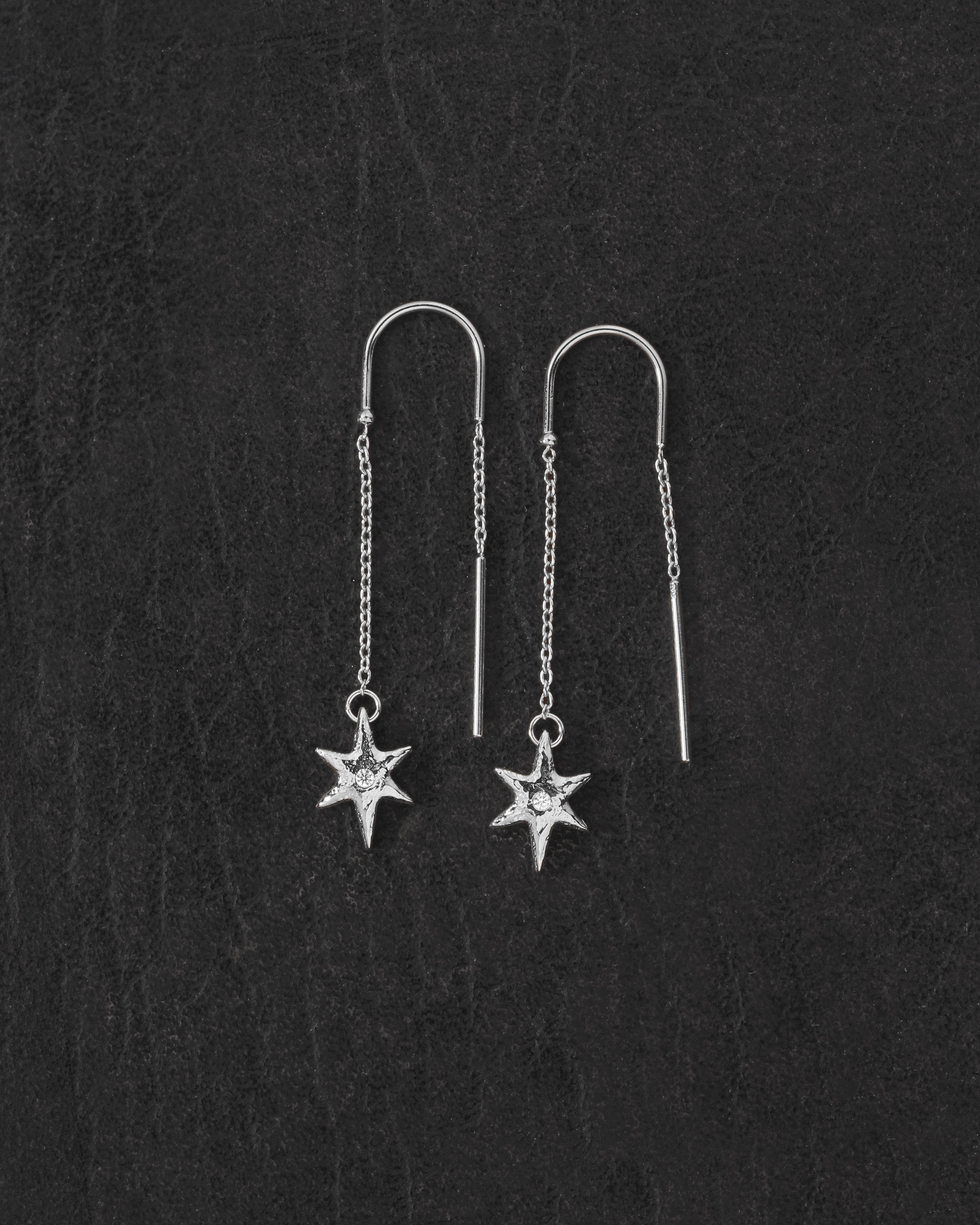 Electra Earrings Silver on dark leather