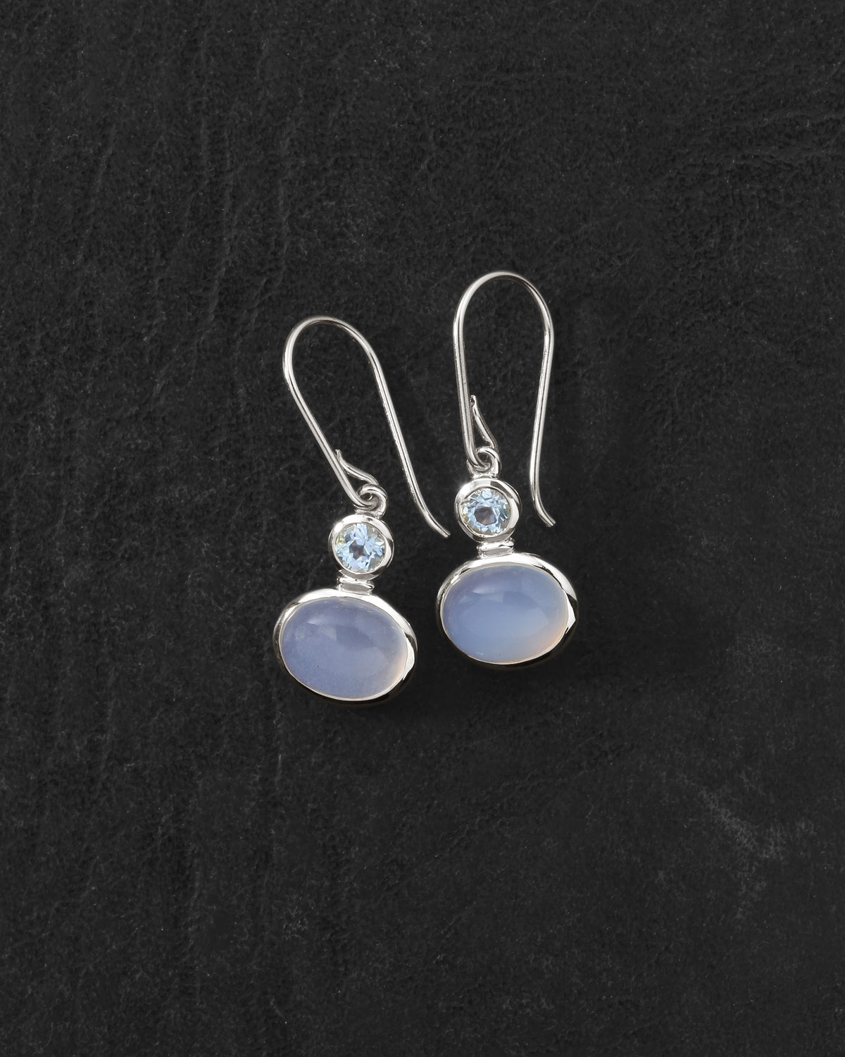 Ether Earrings Silver on dark leather