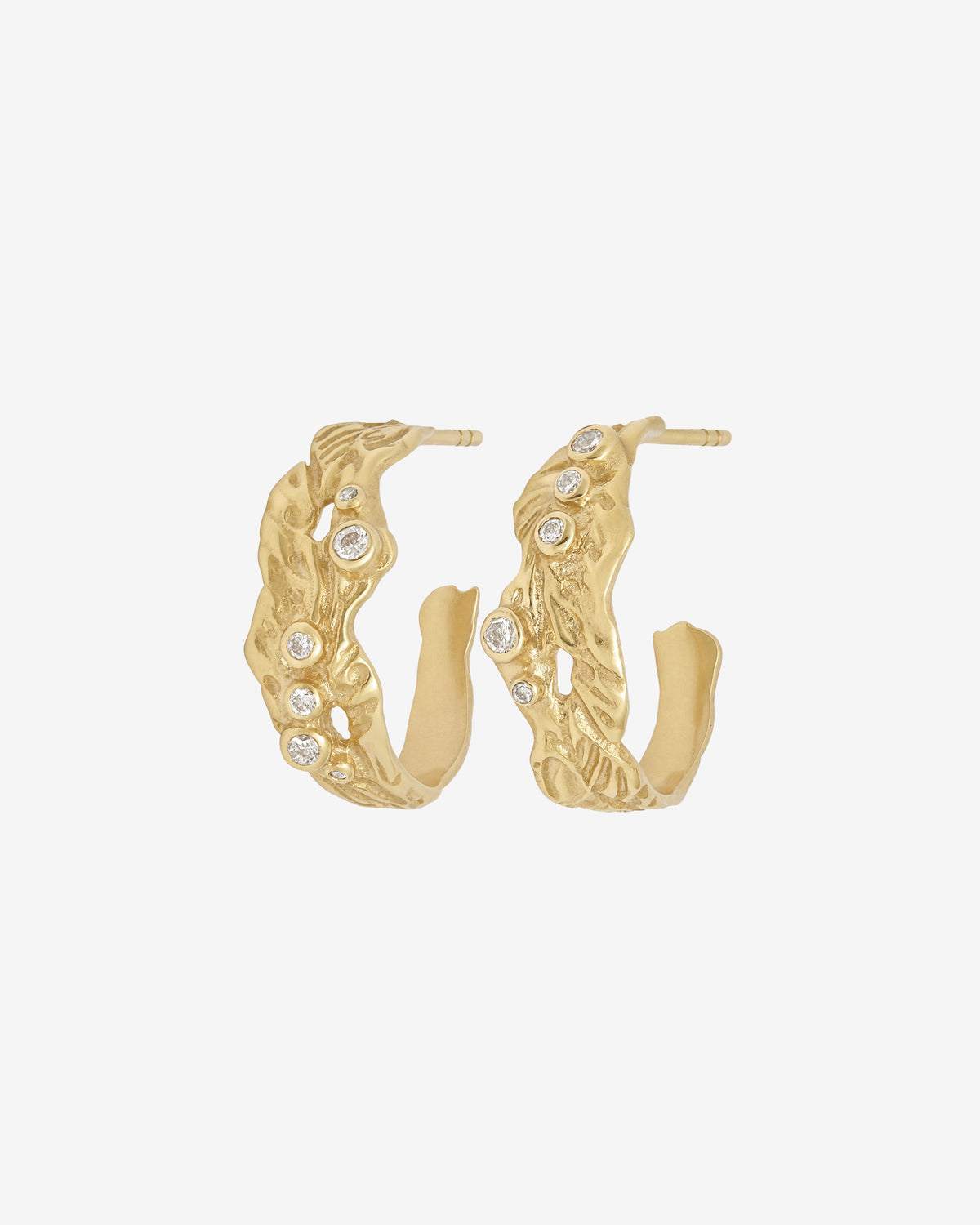 Gaia I Diamond Hoops Solid Gold set with graduated diamonds