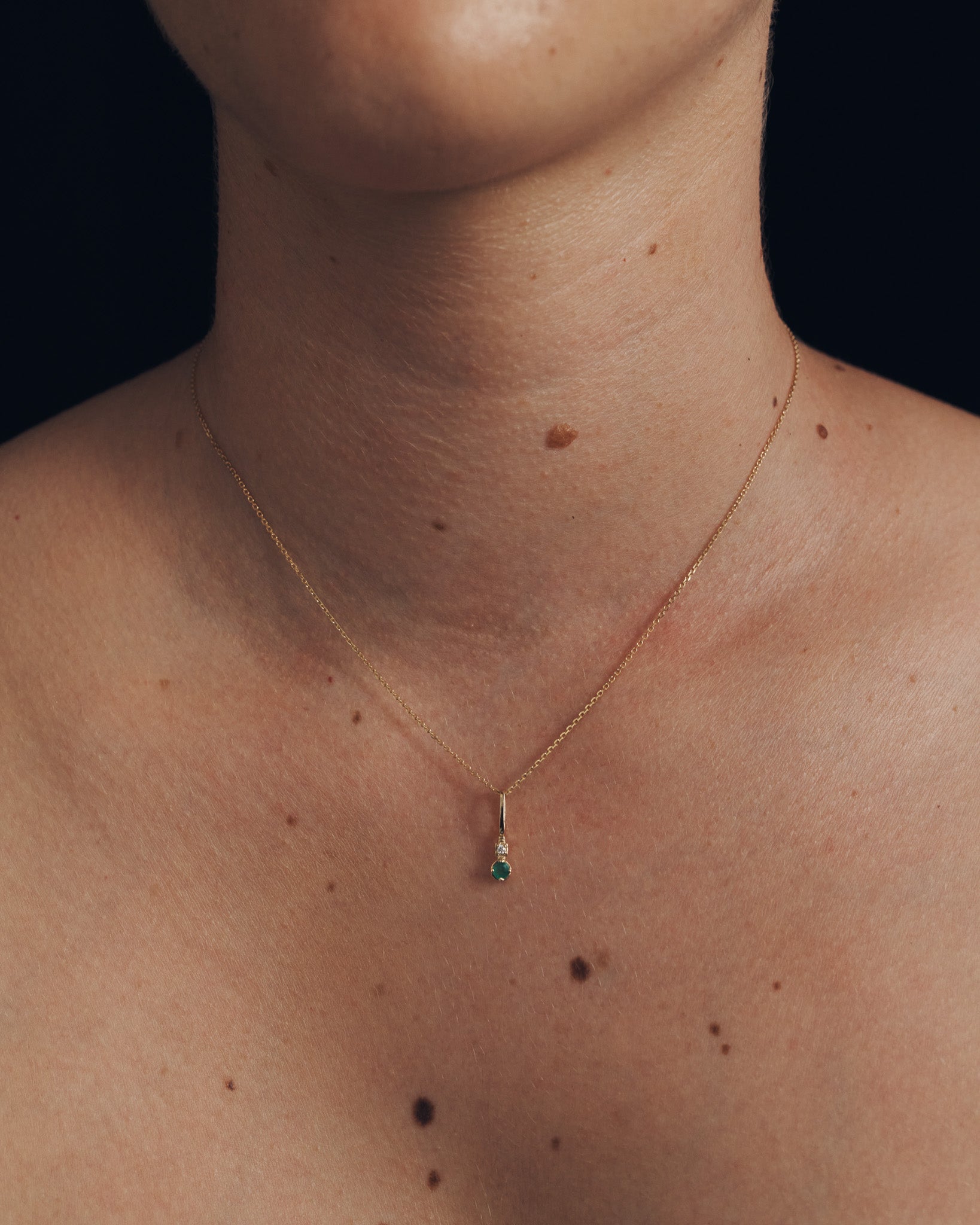 Lenci Emerald and Diamond Charm Solid Gold