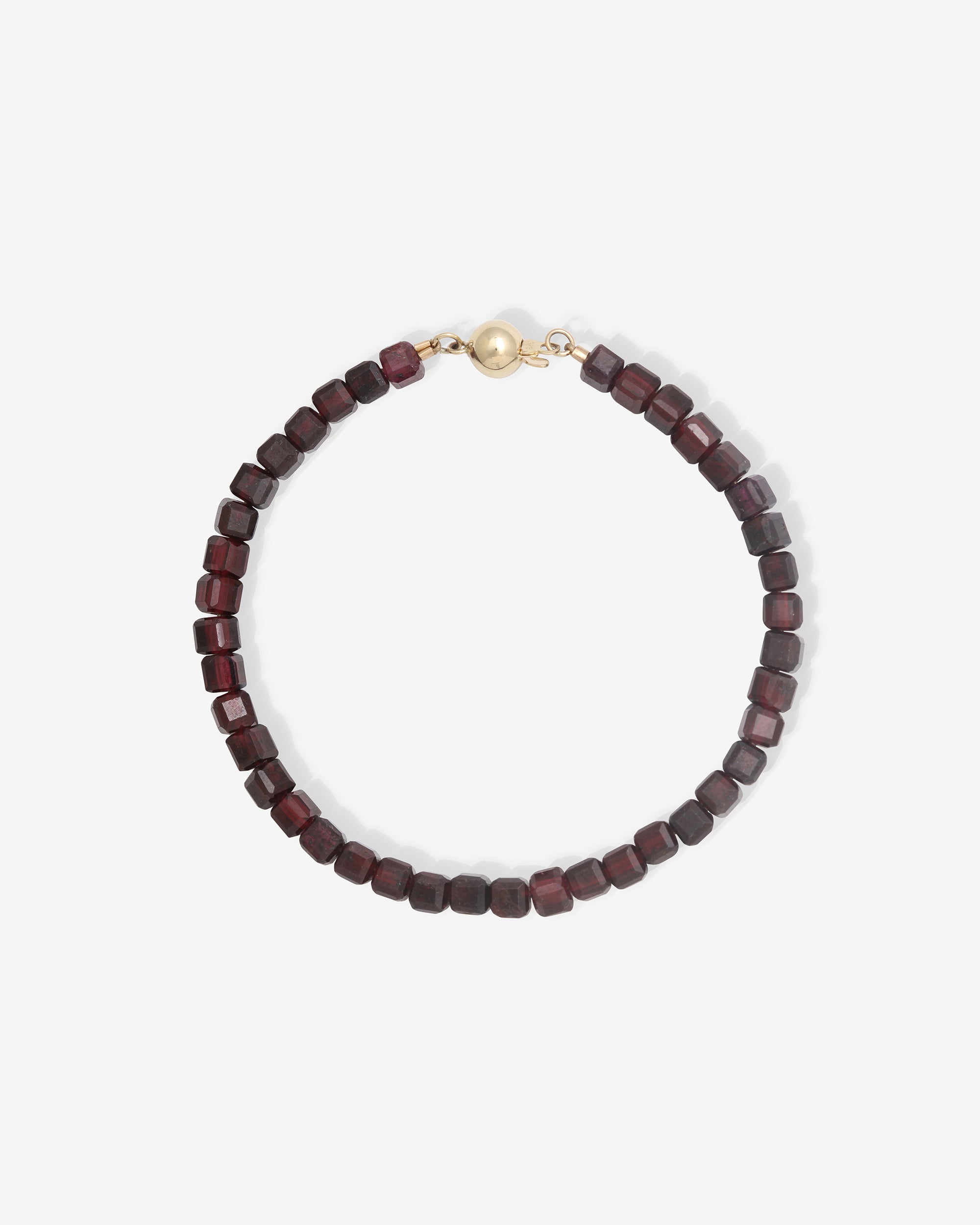 Lucien Garnet Bead Bracelet Solid Gold