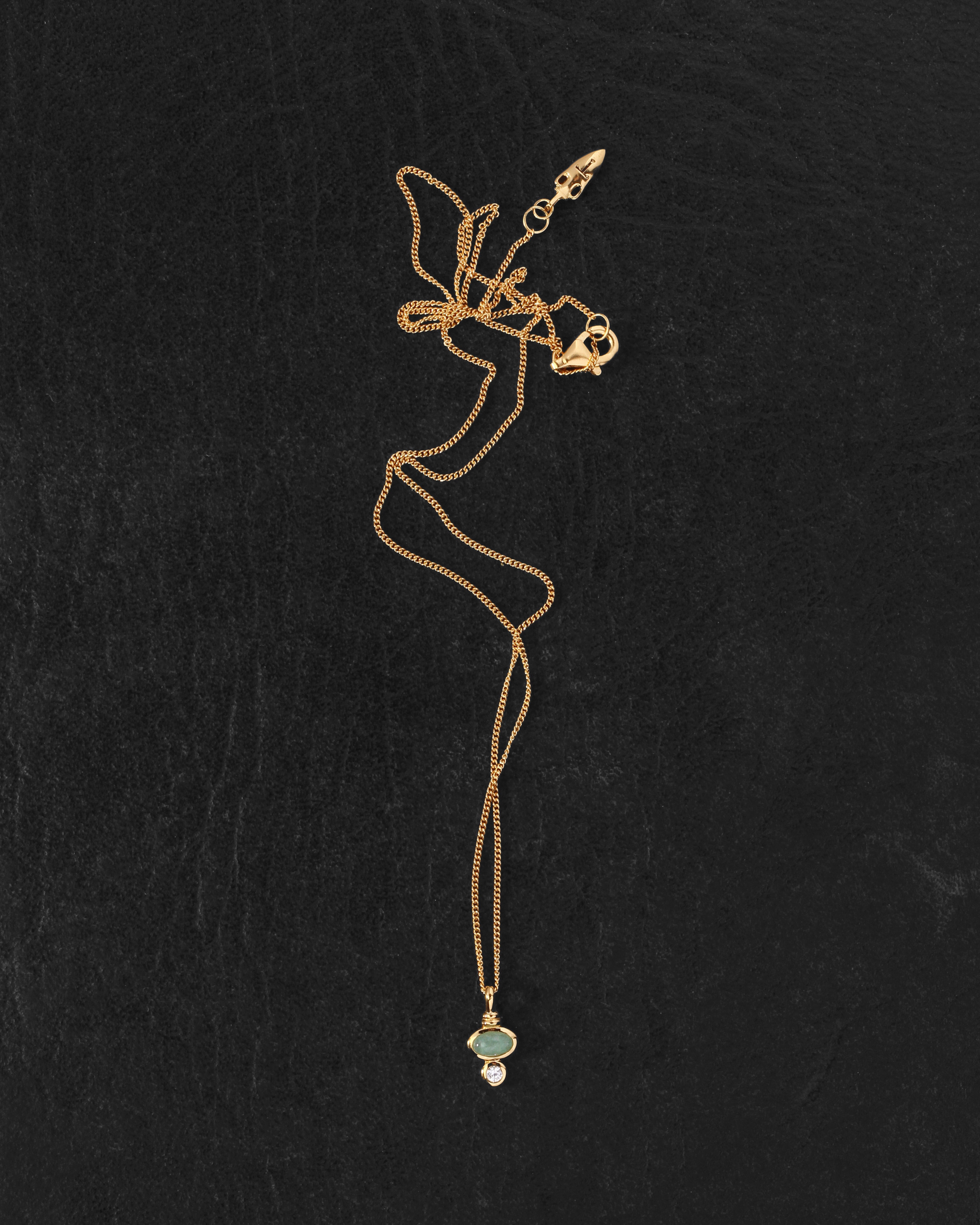 Ma Necklace Gold Vermeil on dark leather