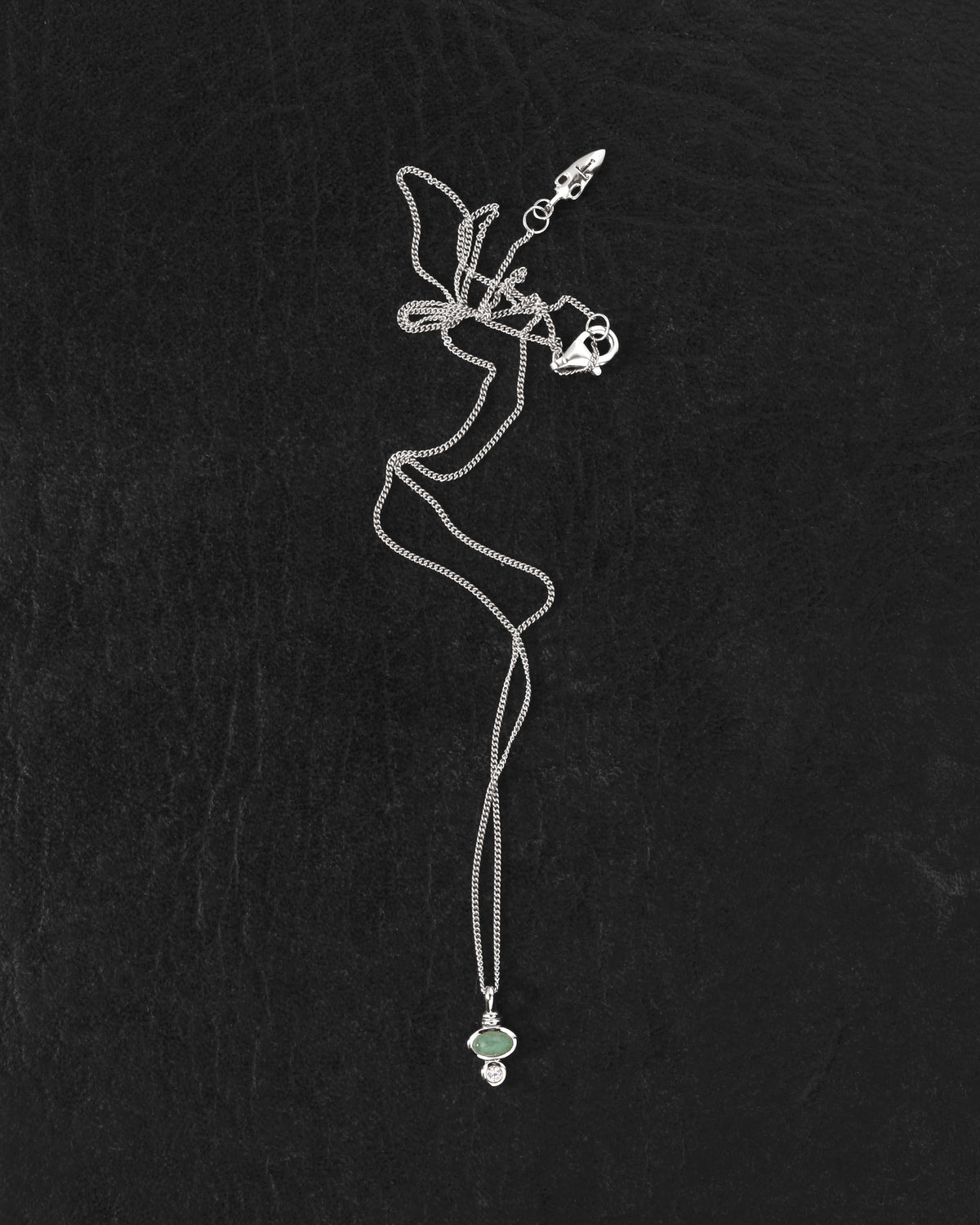 Ma Necklace Silver on dark leather