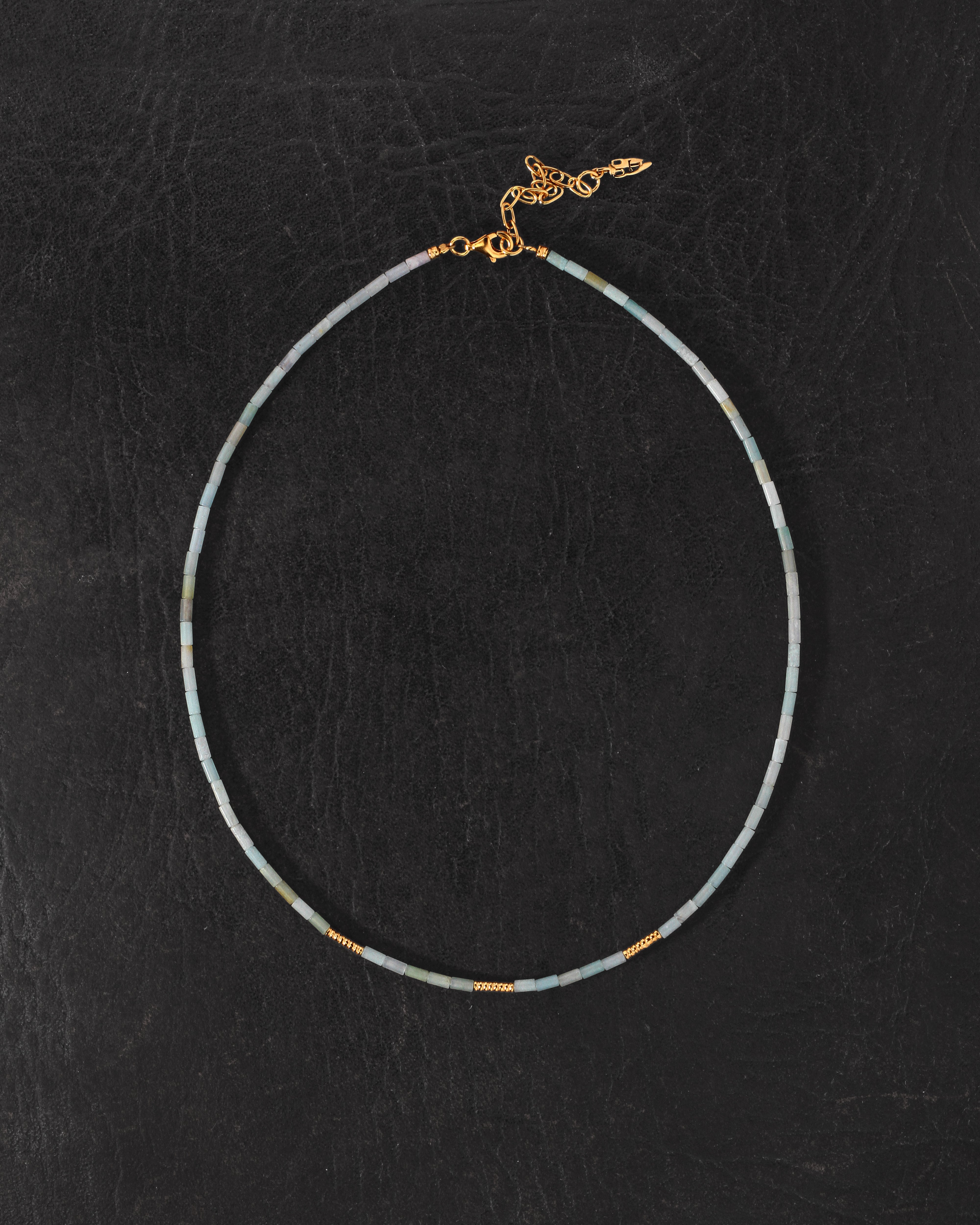 Mare Necklace Gold Vermeil on black leather