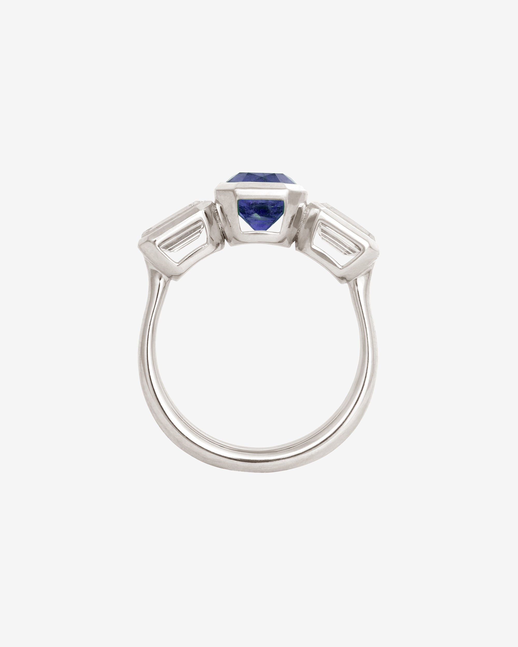 Paloma Trilogy Ring Diamond and Ceylon Sapphire Platinum