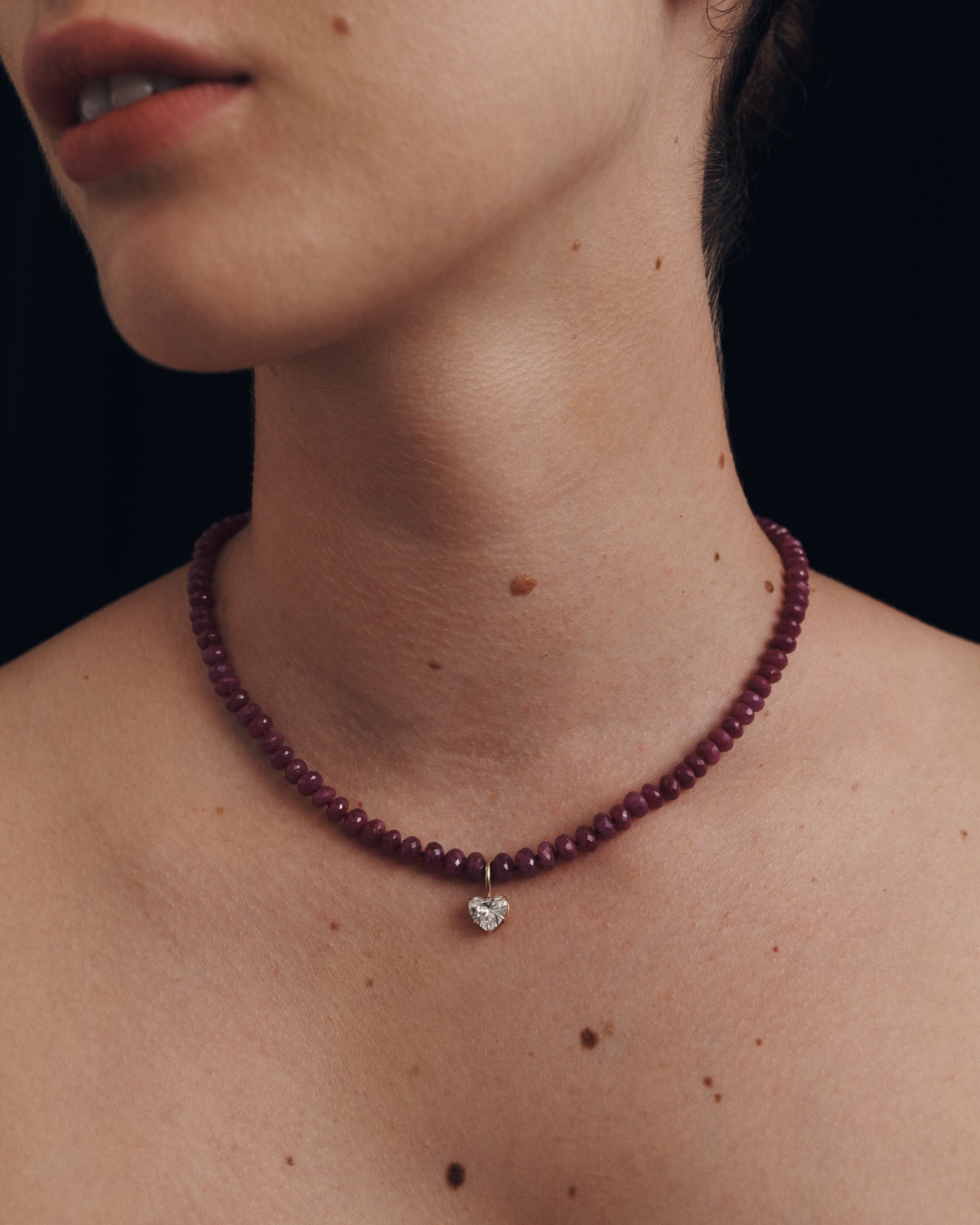 Ruby Diamond Necklace Solid Gold