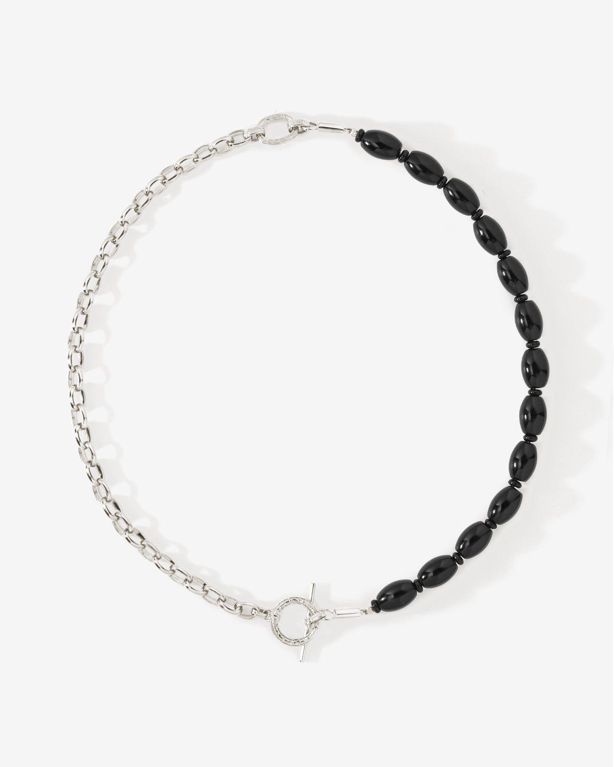 Sita Beaded Necklace Silver set with onyx