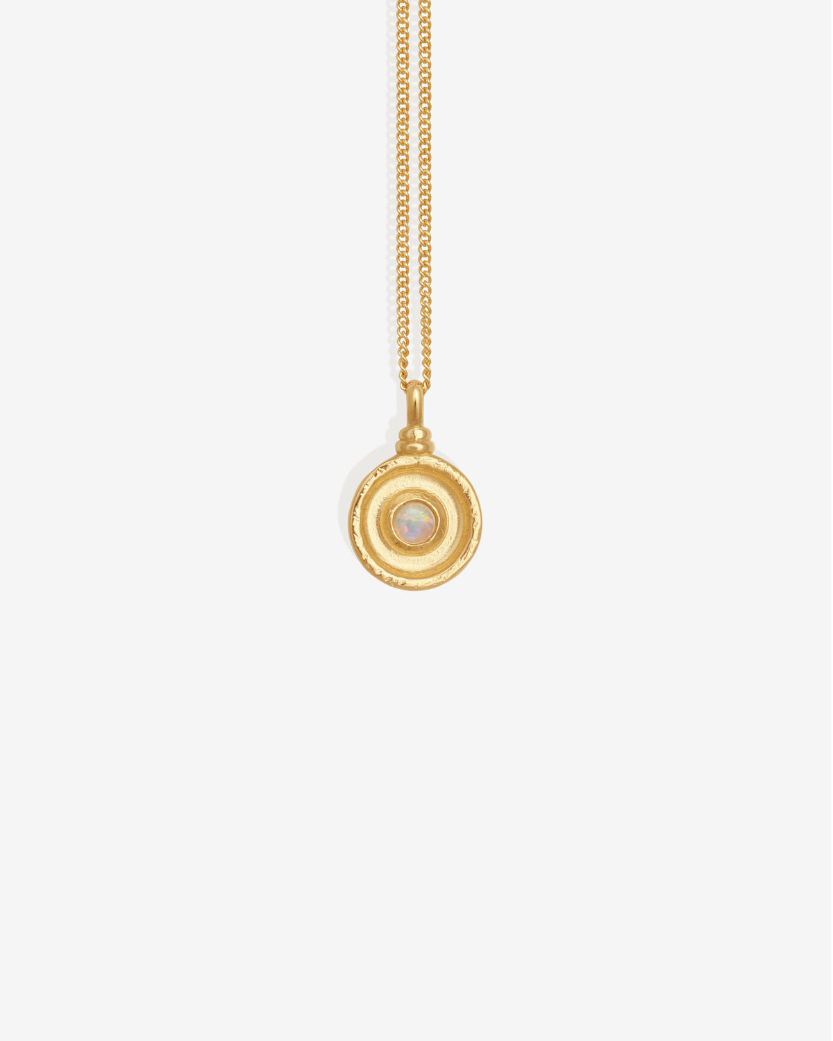 Soma Coin Necklace Gold Vermeil set with opal