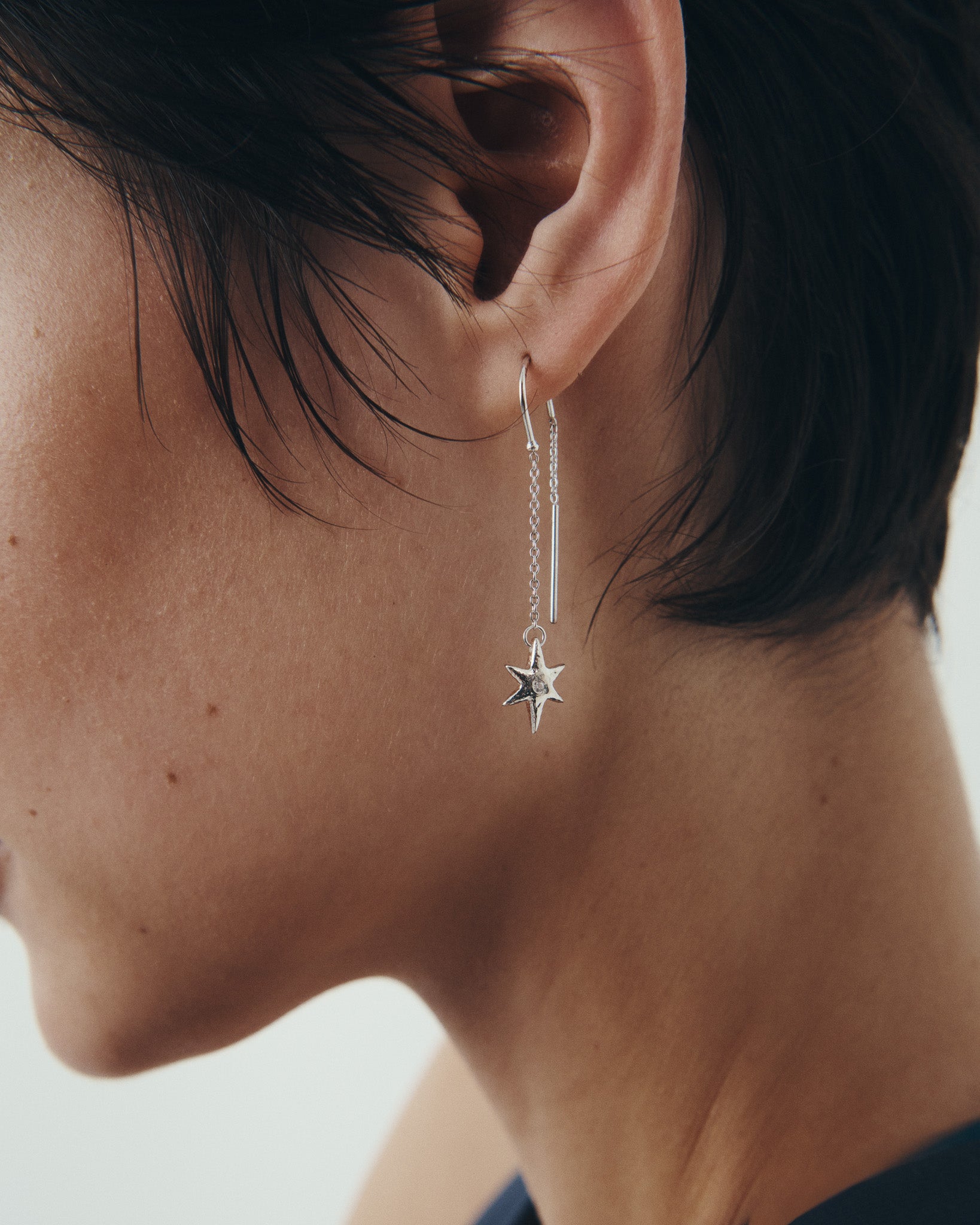 Electra Earrings Silver, worn