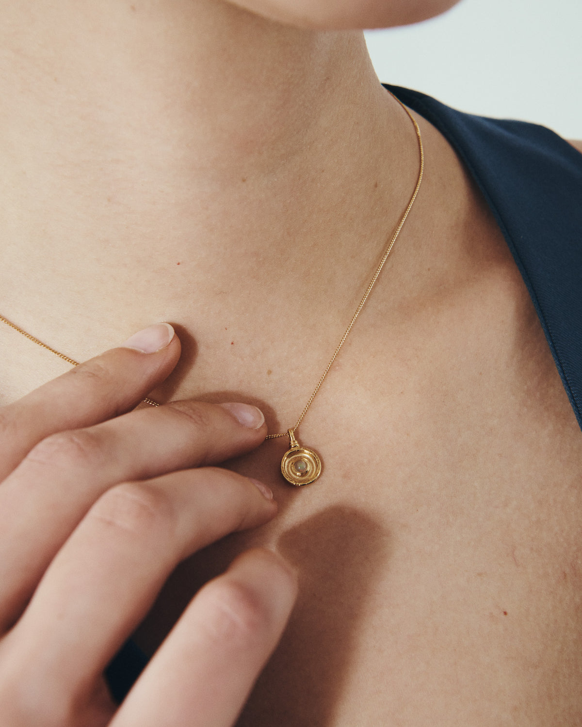 Soma Coin Necklace Gold Vermeil, worn