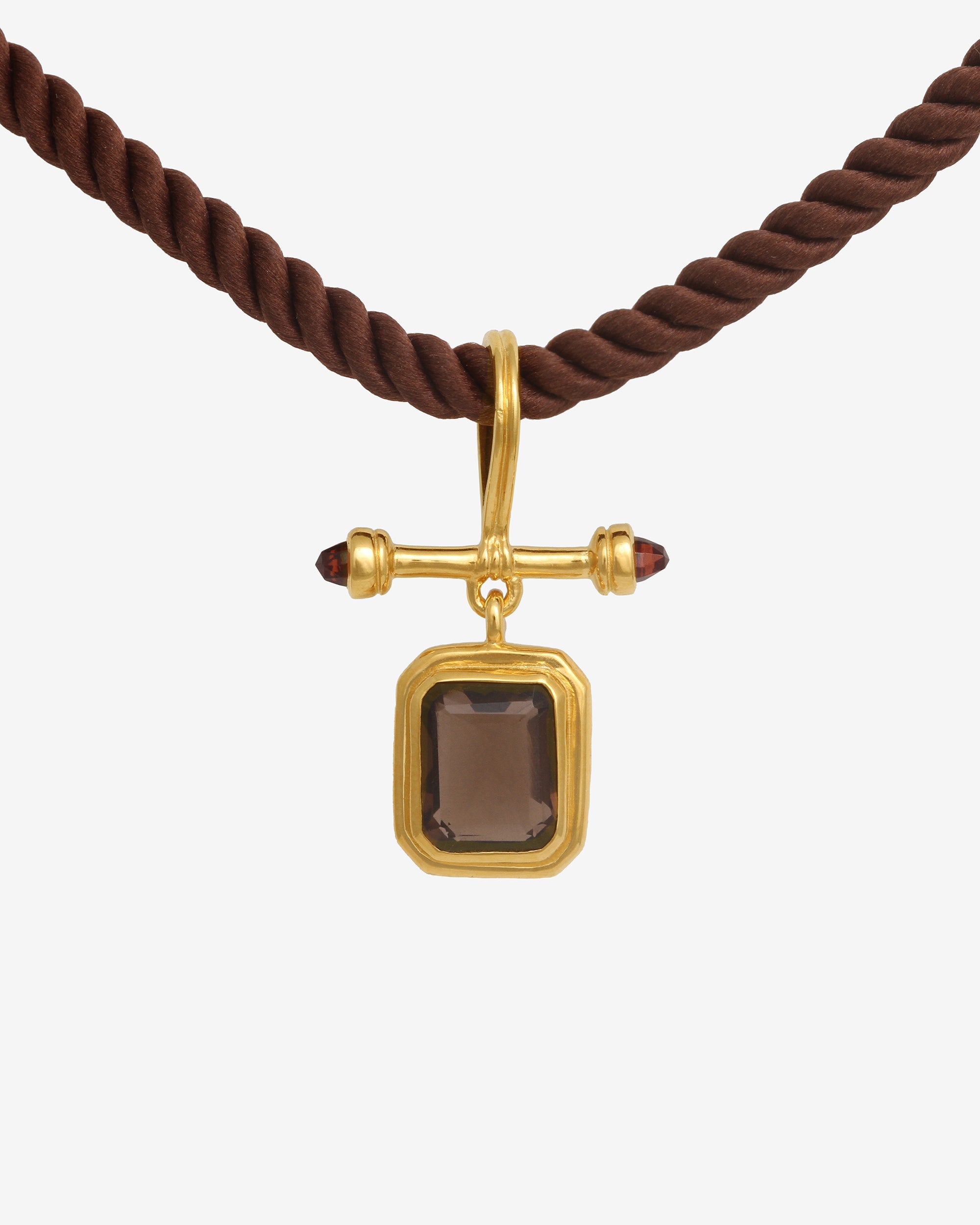 Umber Necklace Gold Vermeil set with smoky quartz and garnet