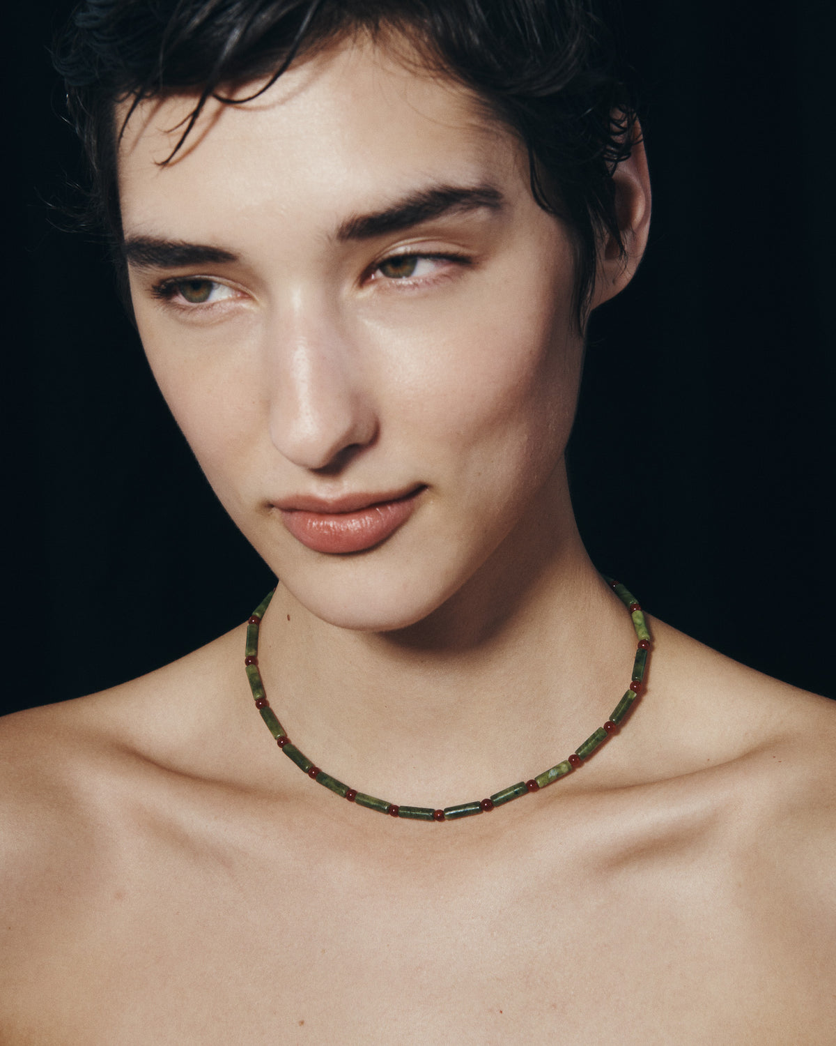 Vana Beaded Necklace Gold Vermeil, worn