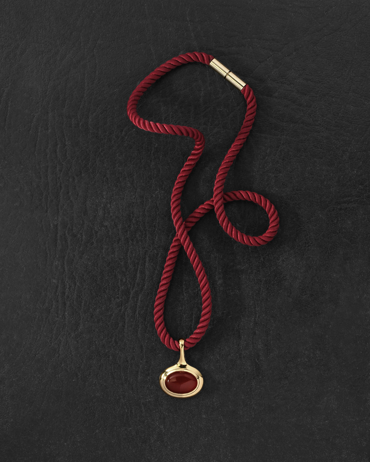 Vega Necklace Gold Vermeil on dark leather
