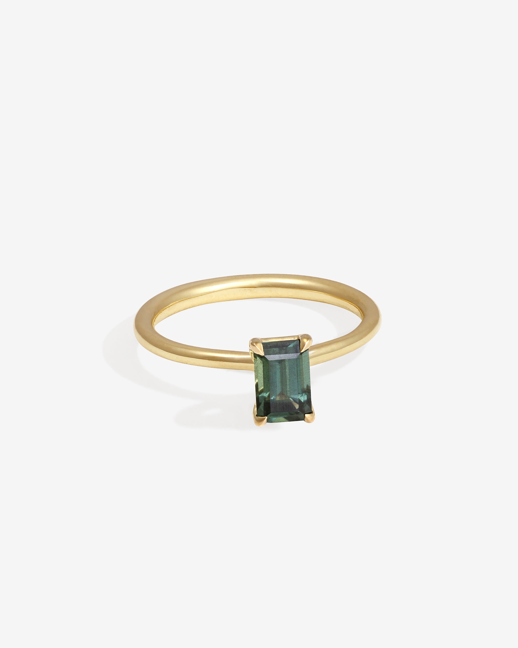 Temple of the Sun Adama Emerald Cut Ring Solitaire 0.83ct Green Sapphire Solid Gold