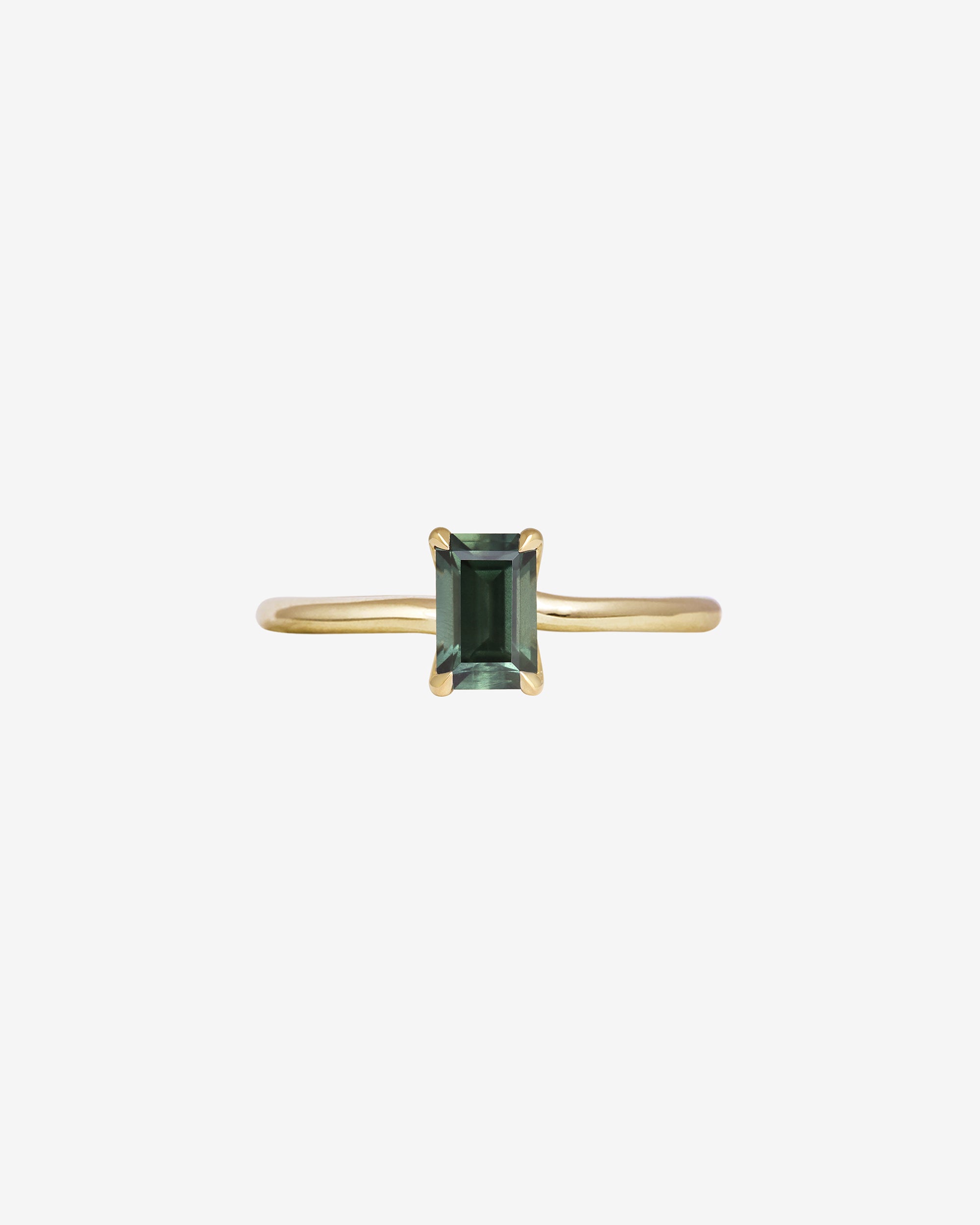 Temple of the Sun Adama Emerald Cut Ring Solitaire 0.83ct Green Sapphire Solid Gold