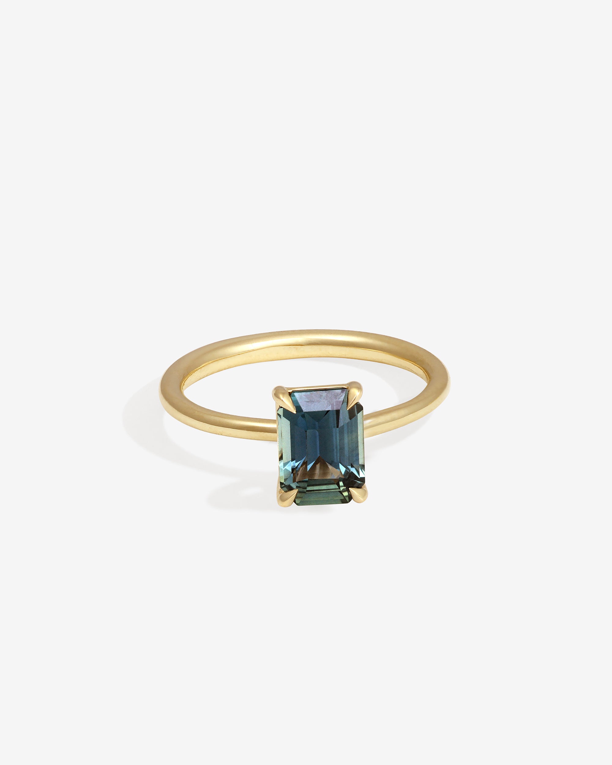 Temple of the Sun Adama Emerald Cut Ring Solitaire 1.58ct Green Sapphire Solid Gold