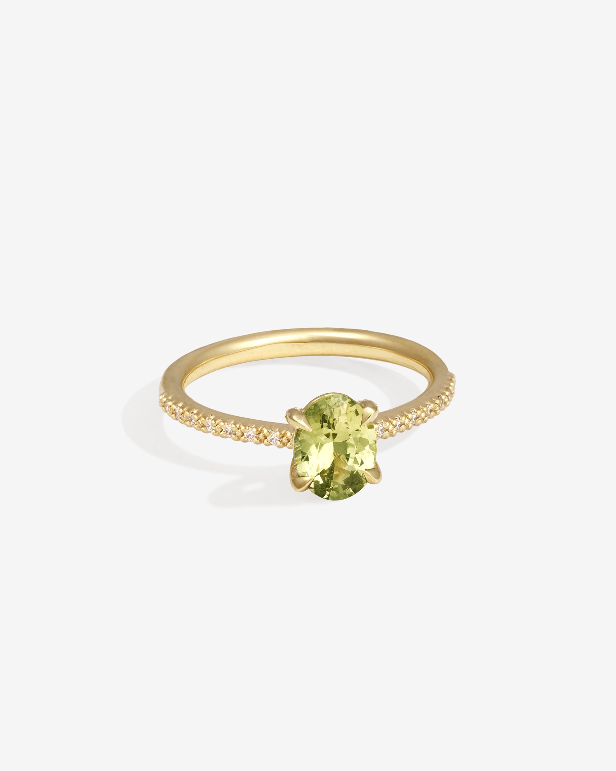 Temple of the Sun Adama Oval Ring 1.22ct Lime Sapphire Diamond Solid Gold